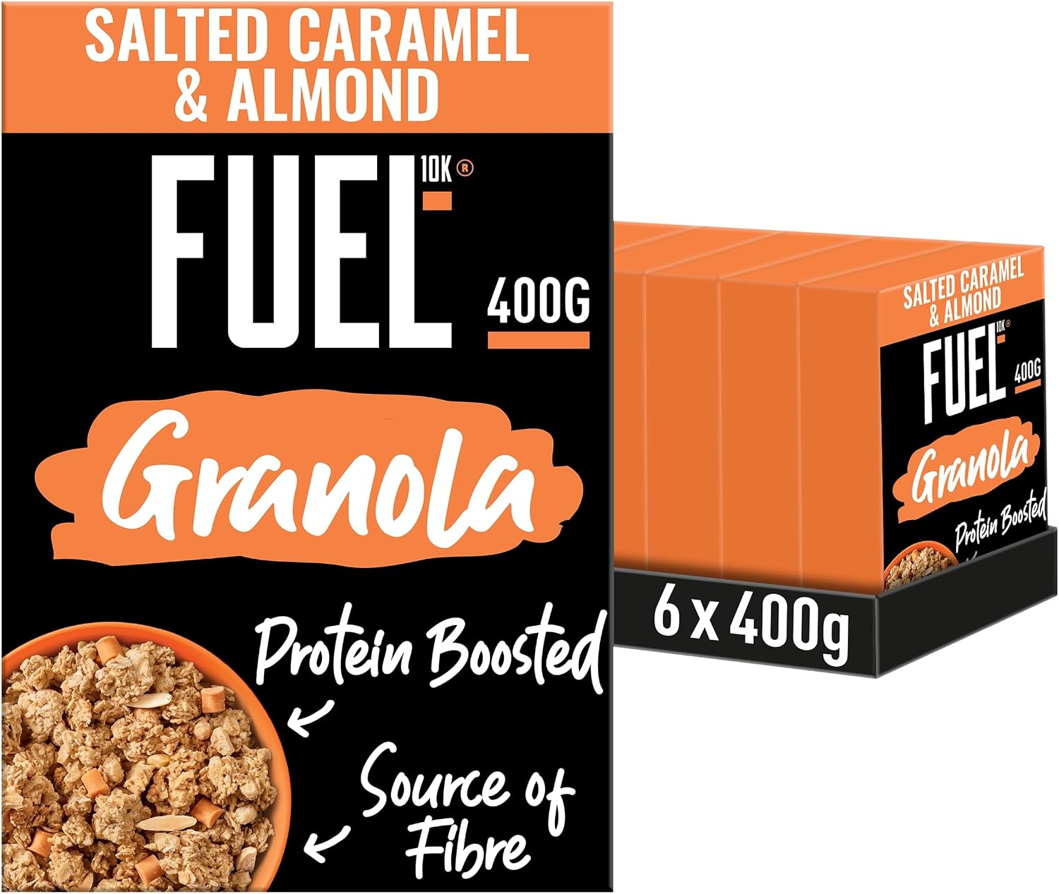 FUEL10K Protein Boosted Salted Caramel & Almond Granola, 400 g (6-Pack)