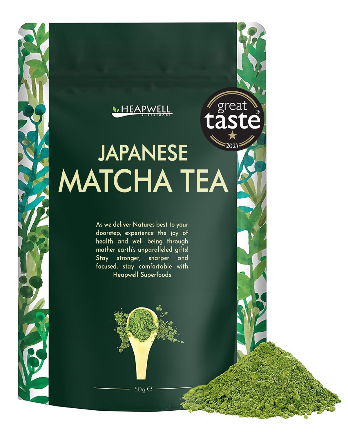 Heapwell Superfoods Japanese Matcha Green Tea Powder, 50g (50 Serving) | Premium Grade | Sourced from Shizuoka, Japan
