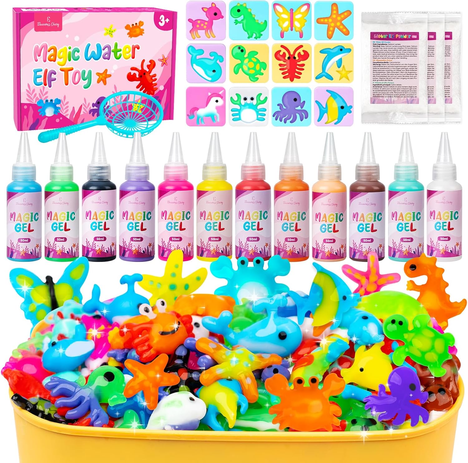 Eleanore's Diary Aqua Fairy Water Gel Kit, Magic Water Elf Toys for Kids, Creative Squishy Maker Toy, Rainy Days DIY Art & Crafts for Boys Girls, Summer Holiday Family Party Favors Birthday Gifts