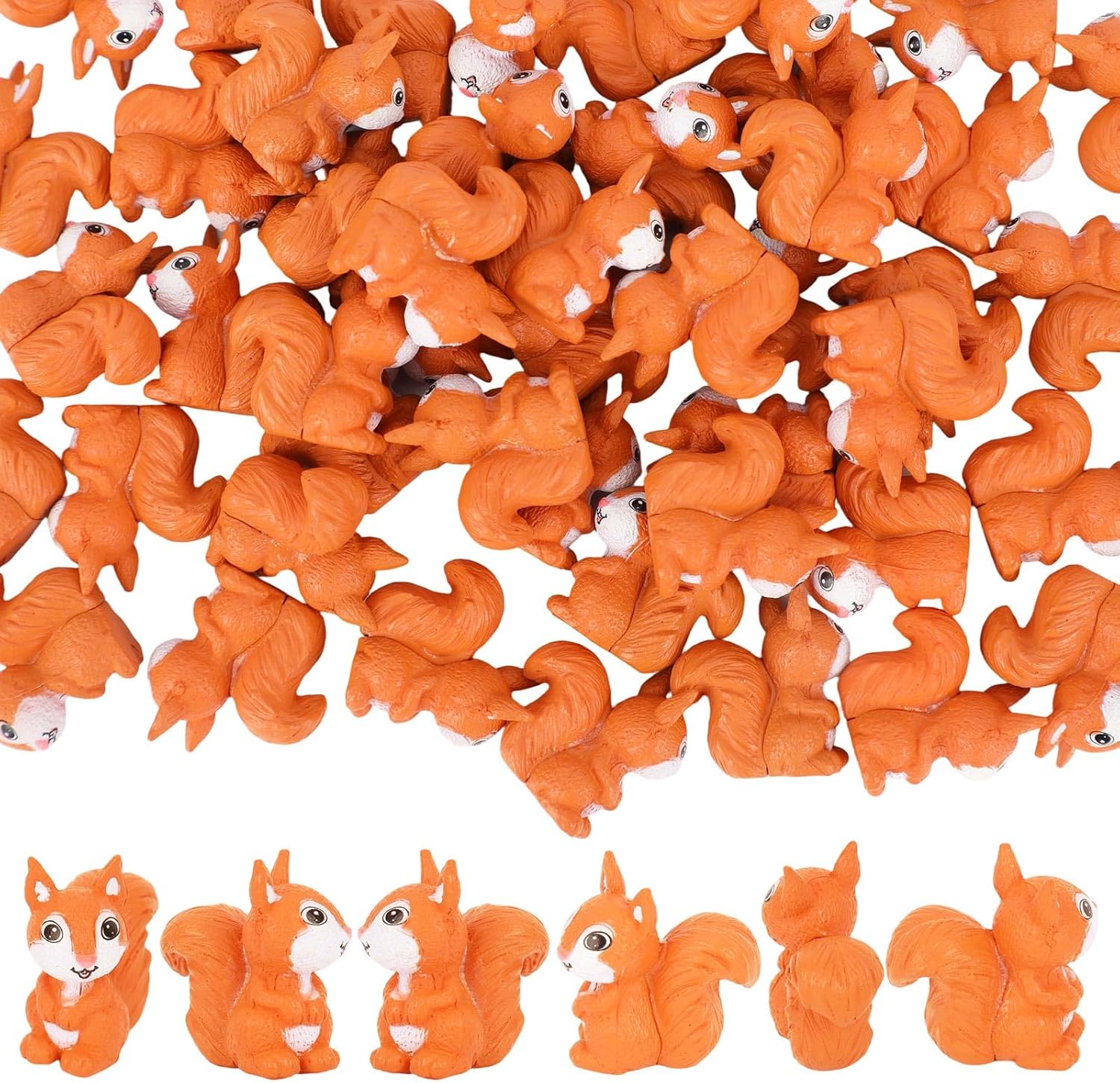 50pcs Mini Squirrel Figurines, Adorable Tiny Miniature Squirrels Plastic Toy Figures Small Animal Ornament Little Statue Decorations for Outdoor Garden Landscape Potted Plants DIY Crafts & Home Decor