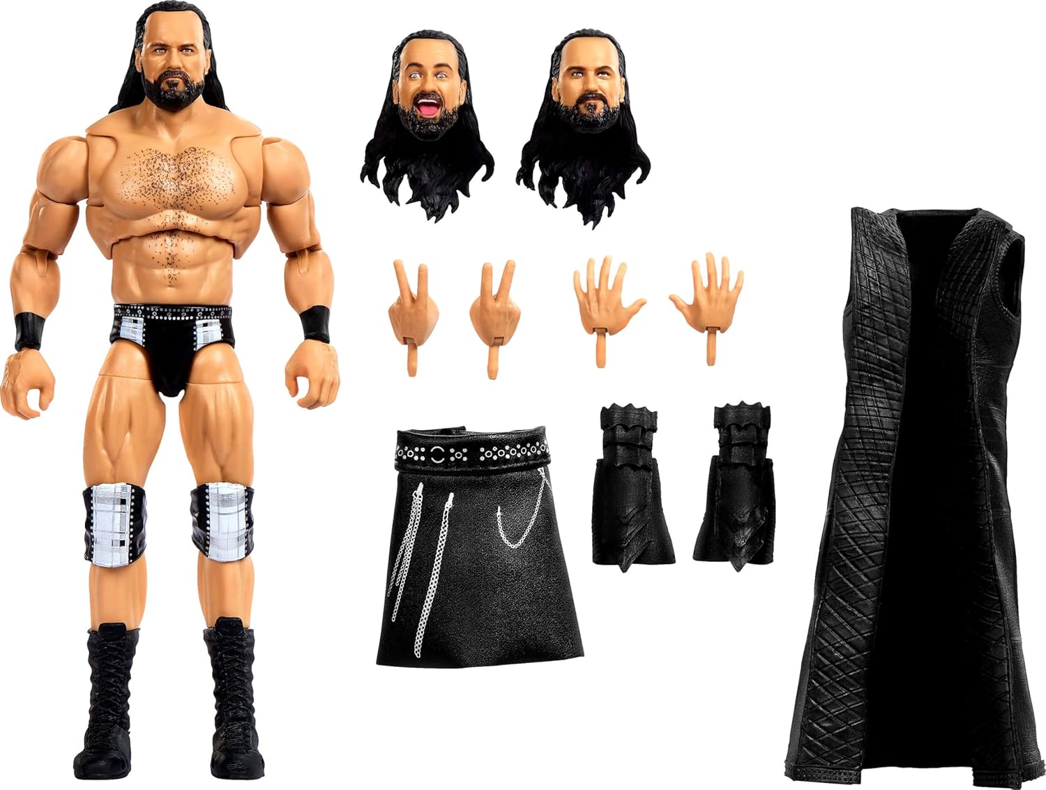 Mattel WWE Ultimate Edition Action Figure & Accessories Set, Drew McIntyre 6-inch Collectible, Swappable Heads & Hands, 30 Articulation Points