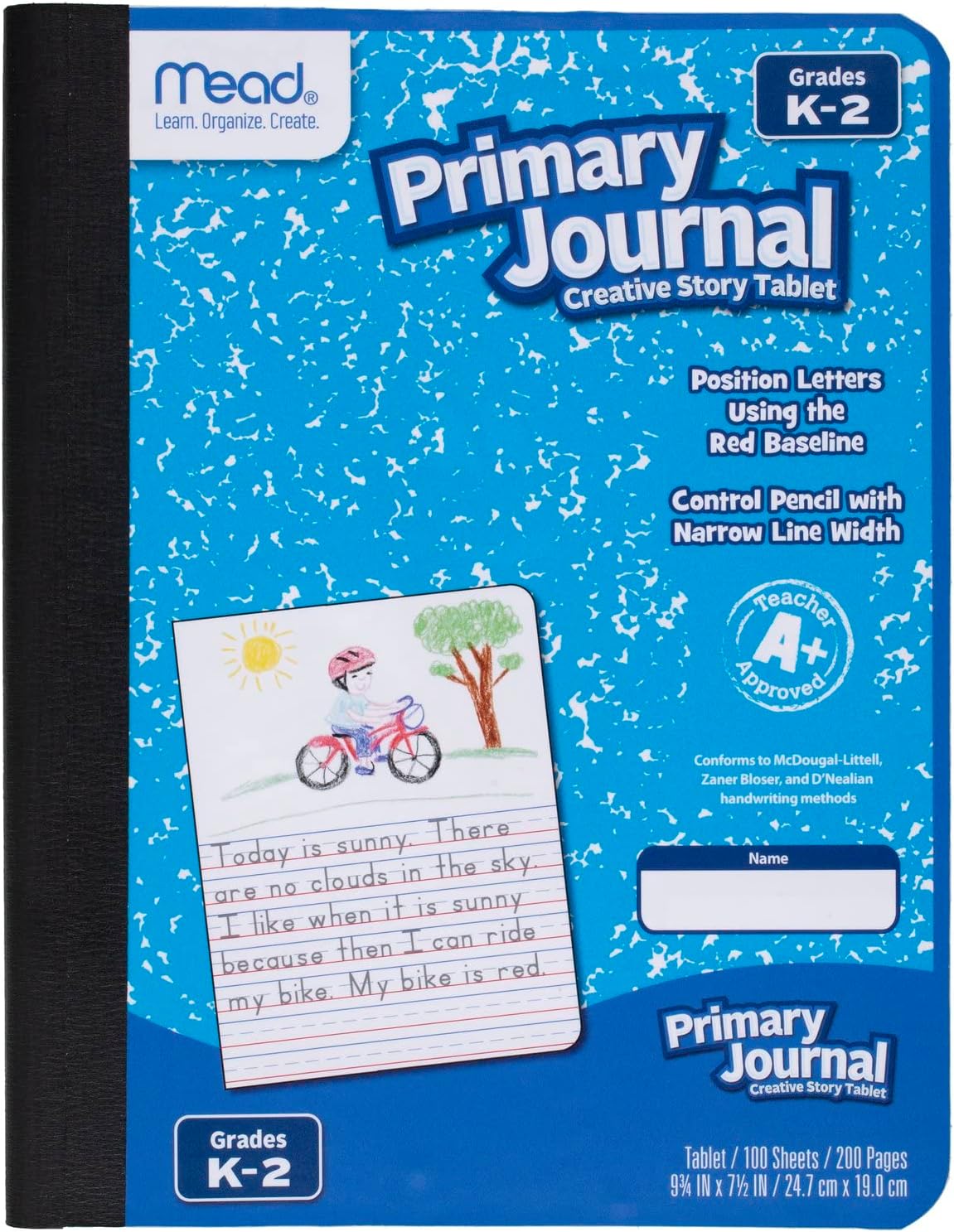 Mead Primary Journal Creative Story Tablet, Grades K-2, 7-1/2" x 9-3/4", 100 Sheets per Journal, Blue (09554)