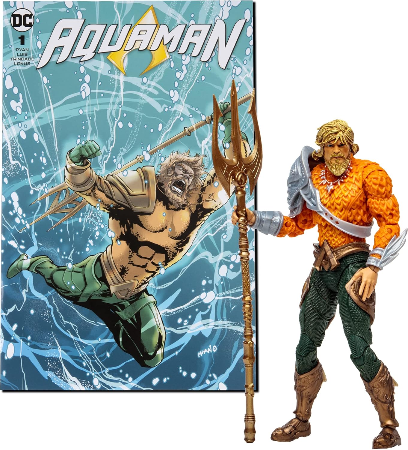 McFarlane Toys DC Direct Page Punchers Aquaman 7-Inch Action Figure - Incredibly Detailed King of Atlantis with Ultra Articulation, Trident, Comic, and Collectible Art Card