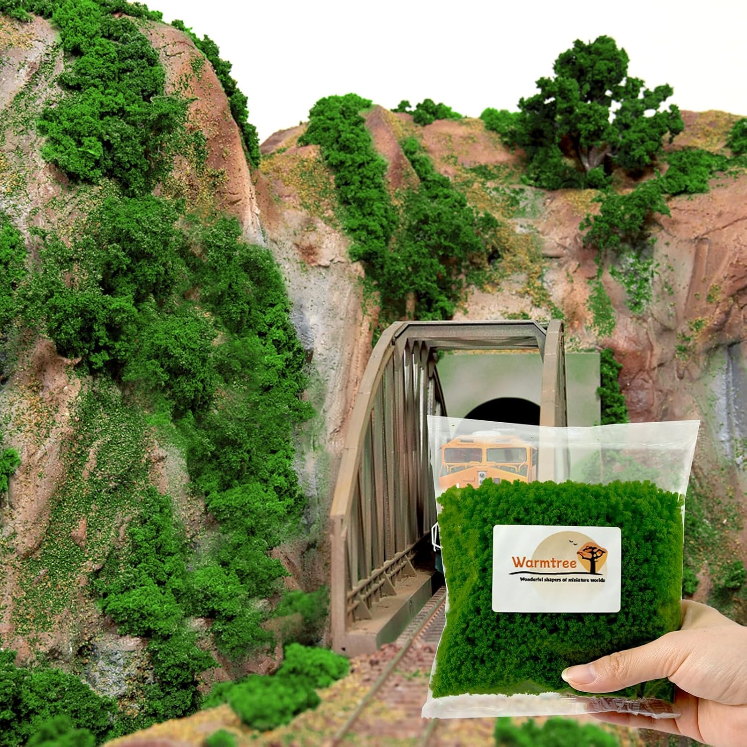 Warmtree Tree Powder Model Miniature Shrubs Bushes Terrain Model Kit for DIY Miniature Lowland Model Architecture Building Model Railway Fairy Garden Diorama Supplies Scenery(Withered Green)