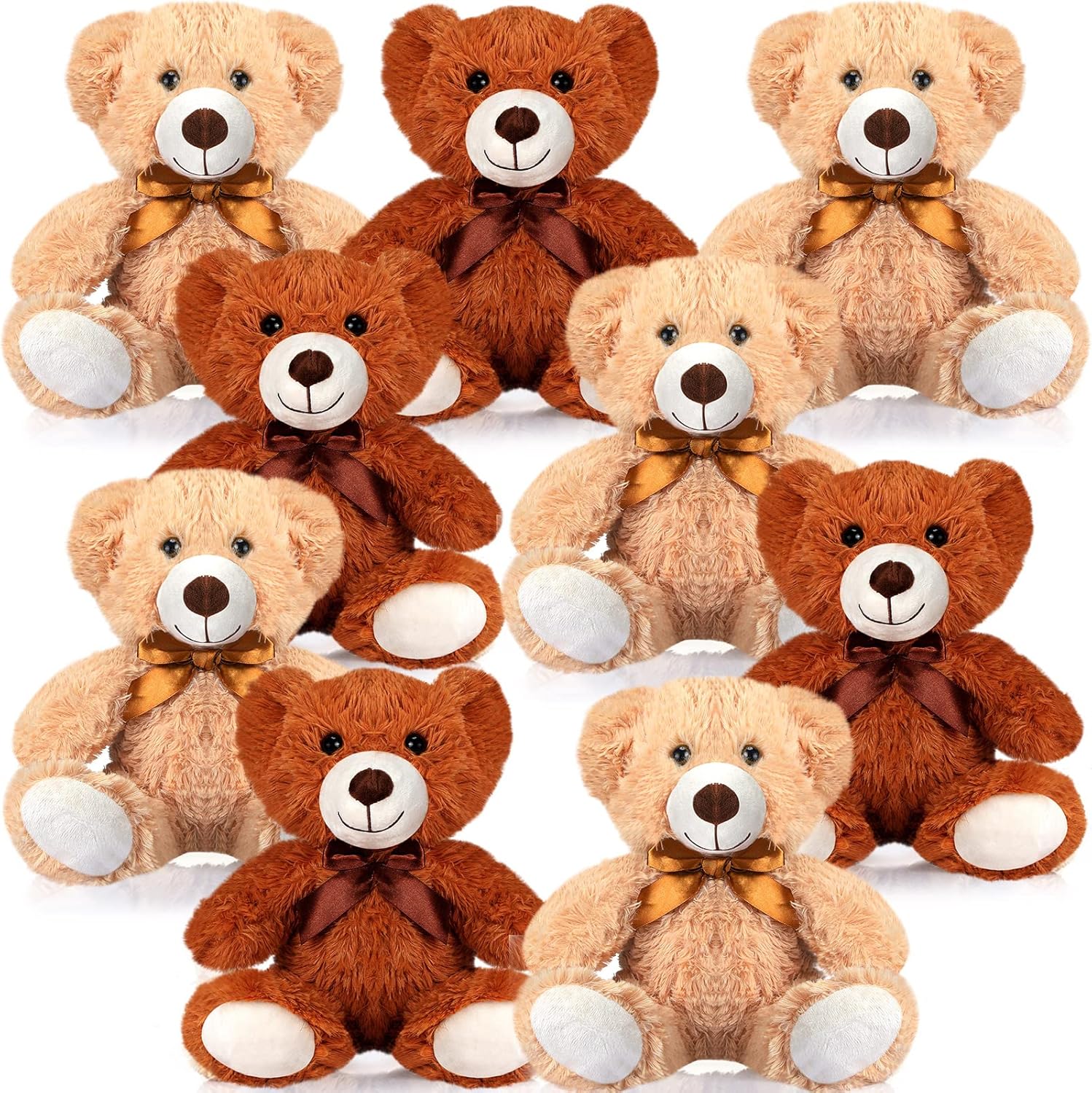 HyDren 9 Pcs 14 Inch Stuffed Animals Bears Bulk Soft Animal Plush Toys Bears Cute Dolls Gift for Valentine Wedding Mom Christmas Baby Shower Birthday Gift Home Decor(Dark Brown, Light Brown)