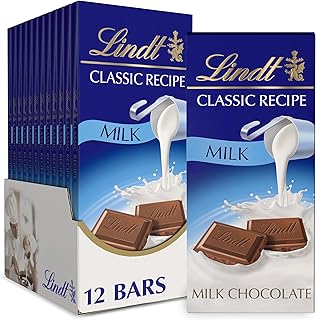 Lindt CLASSIC RECIPE Milk Chocolate Bar, Milk Chocolate Candy, 4.4 oz. (12 Pack)