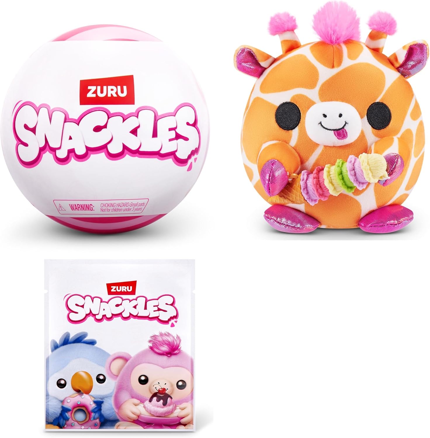 Snackles Non-Licensed Series 1, 5-inch Plush by ZURU, Plush with Snack Accessory, Random