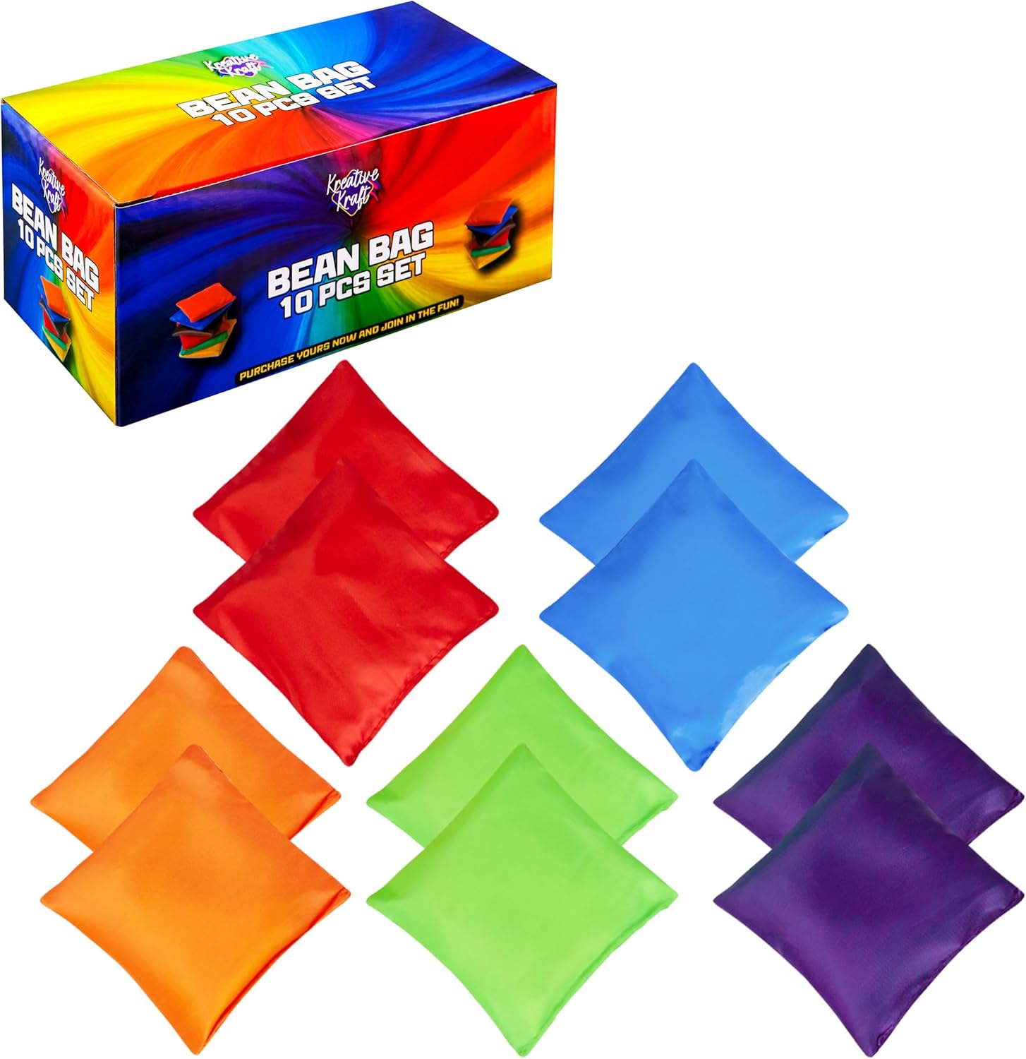 KreativeKraft Bean Bag Outdoor Games Kids Toys Cornhole Toss Multipack of 10 or 20 Family Sensory Sports Day Carnival Garden Party Games