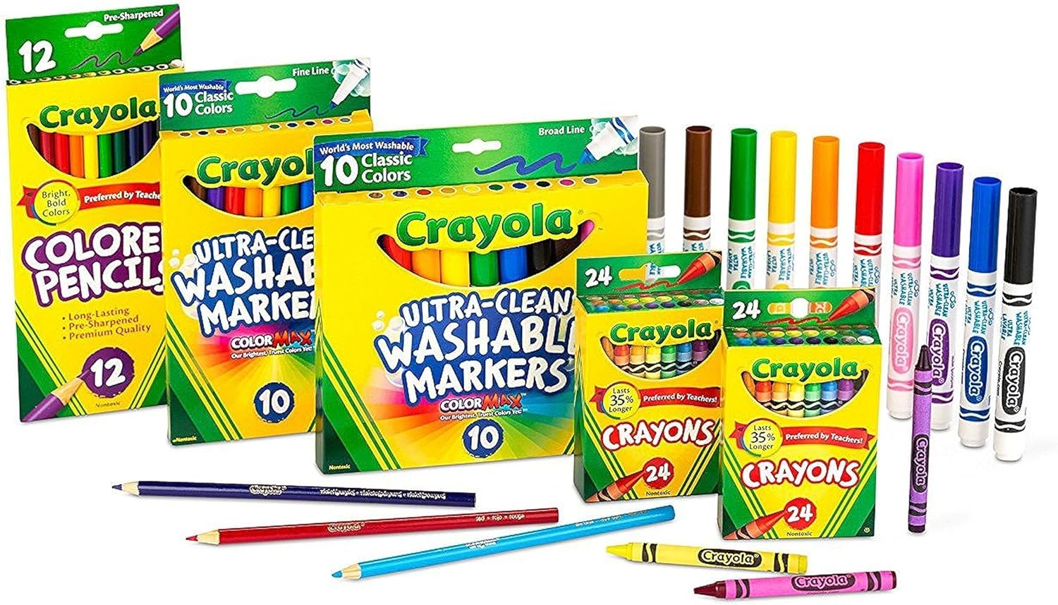 Crayola Art Supplies Set (80ct), Crayons, Markers & Colored Pencils, Coloring Supplies for Classrooms & Teachers, Gift for Kids [Amazon Exclusive]