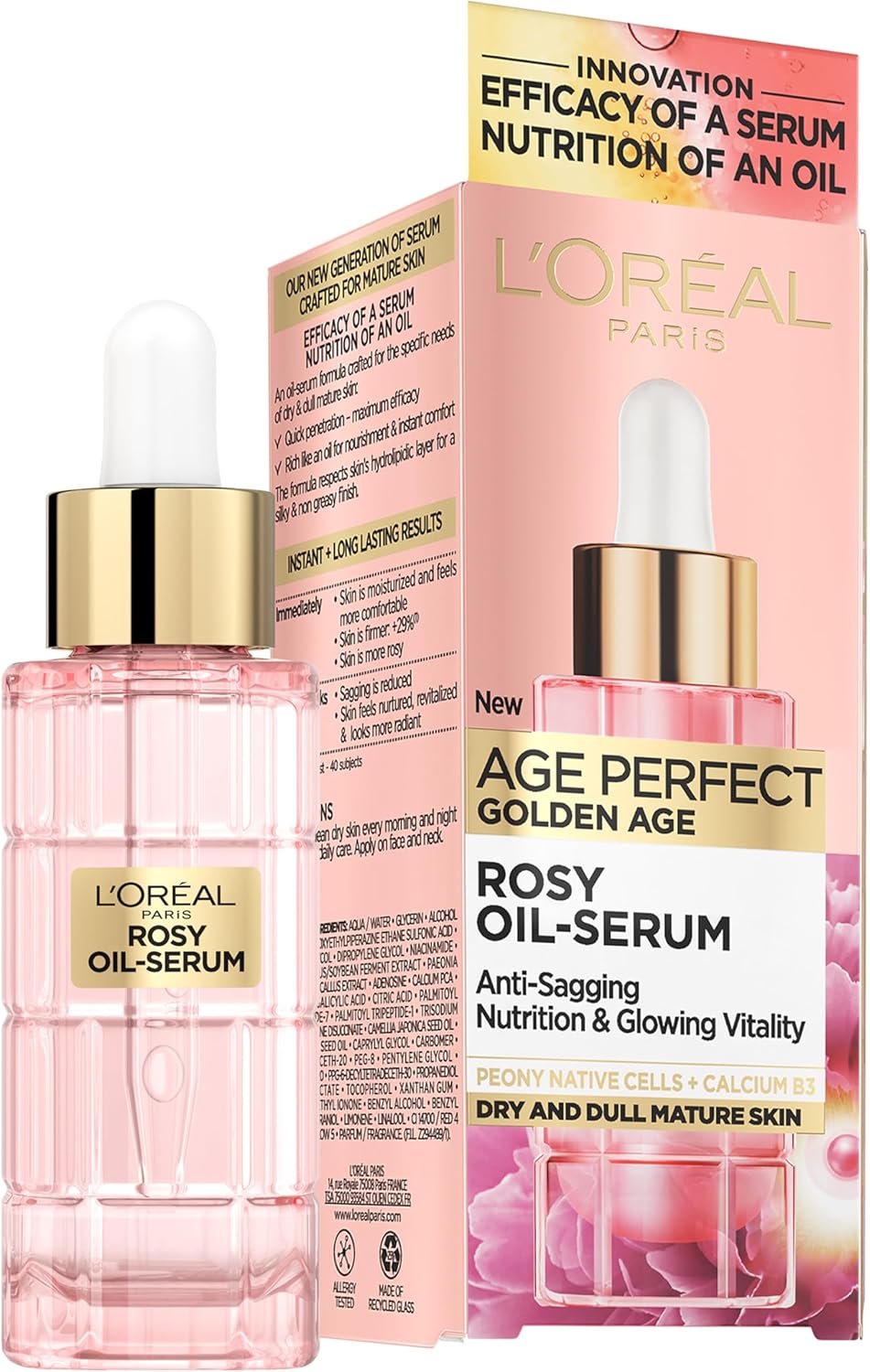 L'Oreal Paris Age Perfect Golden Age Rosy Oil Face Serum, Boosts Skin Radiance & Brightens Complexion [30ml]