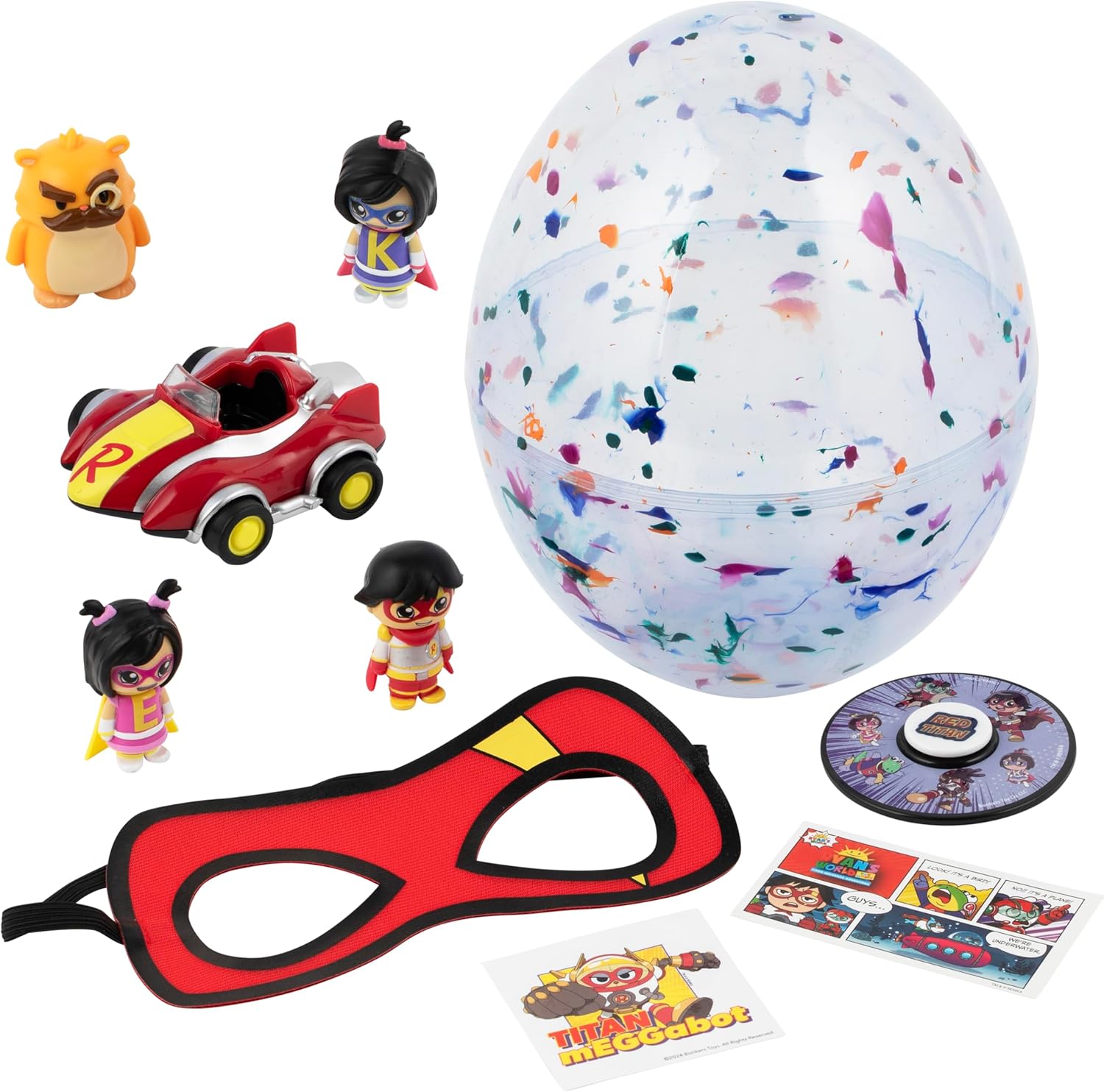 RYAN'S WORLD The Movie Mega Microverse Egg, Discover 8 Exciting Mystery Toys Inside, Official Toys for Boys & Girls 3+, Exclusive Blind Box Figures, 8Pcs