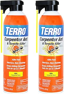 TERRO T1901SR Ready to Use Indoor and Outdoor Carpenter Ant, Termite, and Carpenter Bee Killer Aerosole Spray - 2 Pack 32 Total Ounces