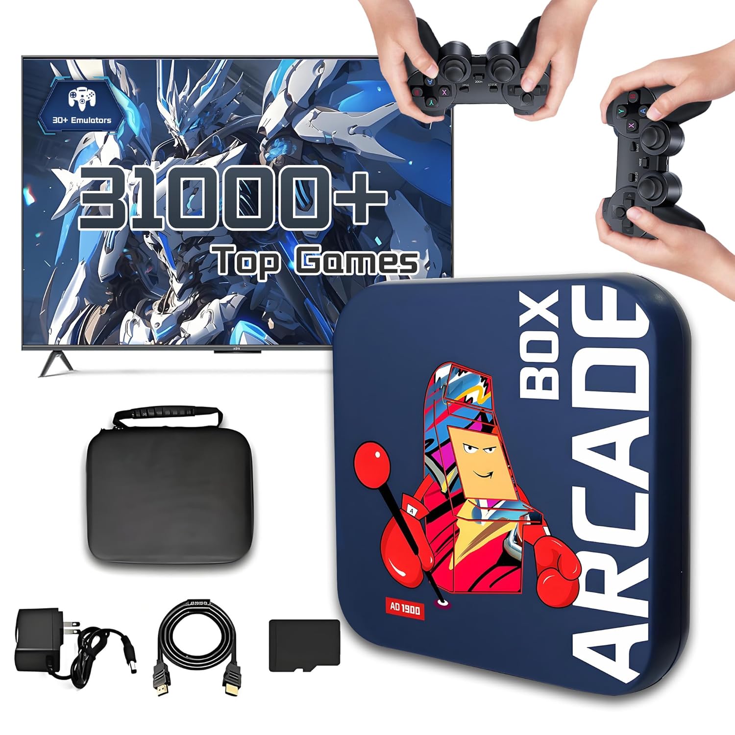 XIXIMENG Game Box 33000 Games Video Game Console Games Game Box Plug and Play Game Console 4K HD Display Emulator Console (64G)