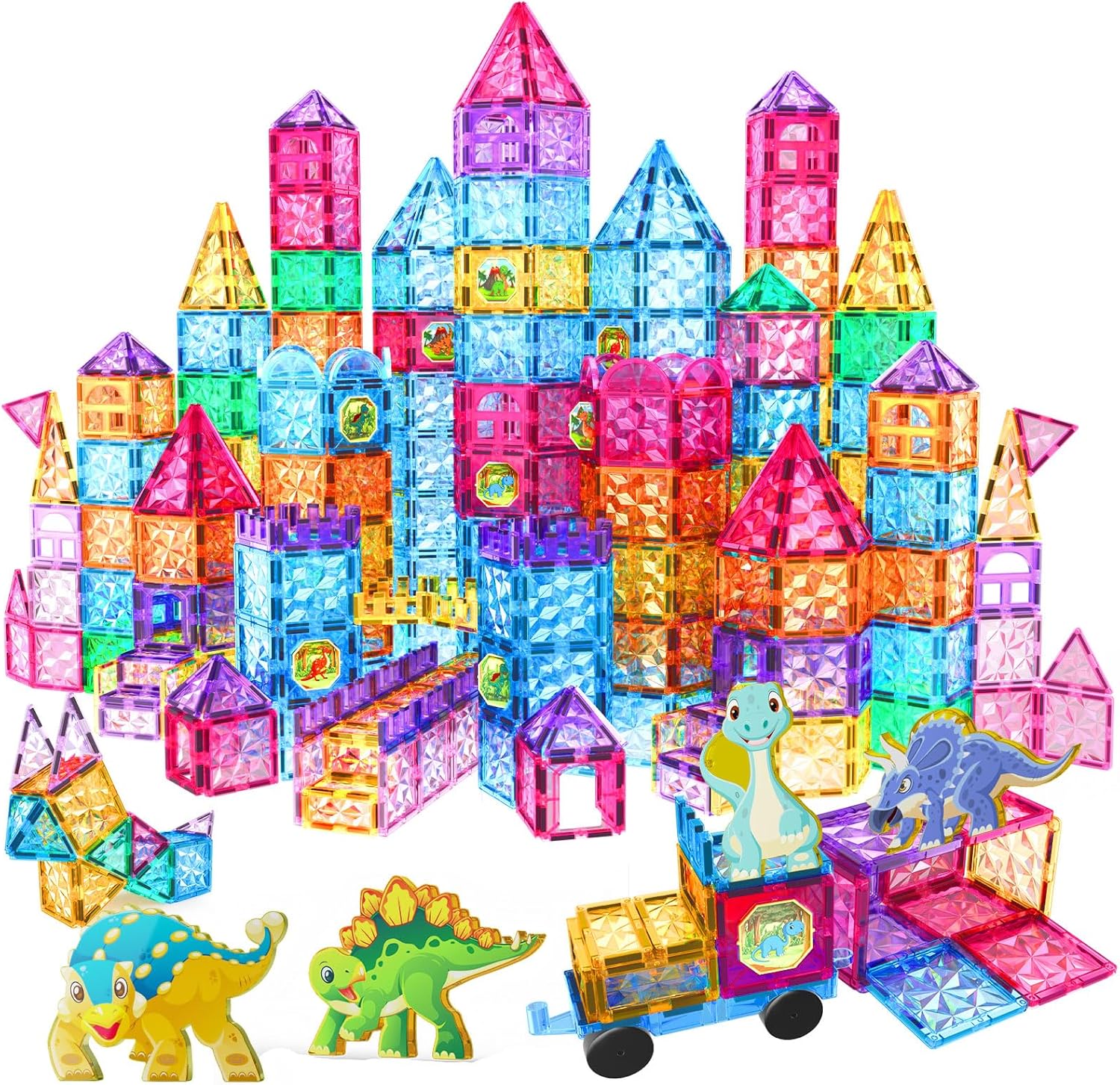 Jasonwell 110PCS Magnetic Tiles Building Blocks Set for Boys Girls Preschool Educational Magnet Construction Kit Stacking STEM Toys Christmas Birthday Gifts for Kids Toddlers 3 4 5 6 7 8 9 + Year Old