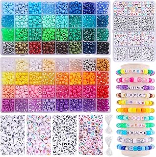 QUEFE 2350pcs, 64 Colors, Pony Beads for Bracelet Making Kit, Rainbow Kandi Beads Friendship Bracelet Kit, Letter Beads and Elastic Strings for Bracelet Necklace Making, Craft Gifts Set for Girls
