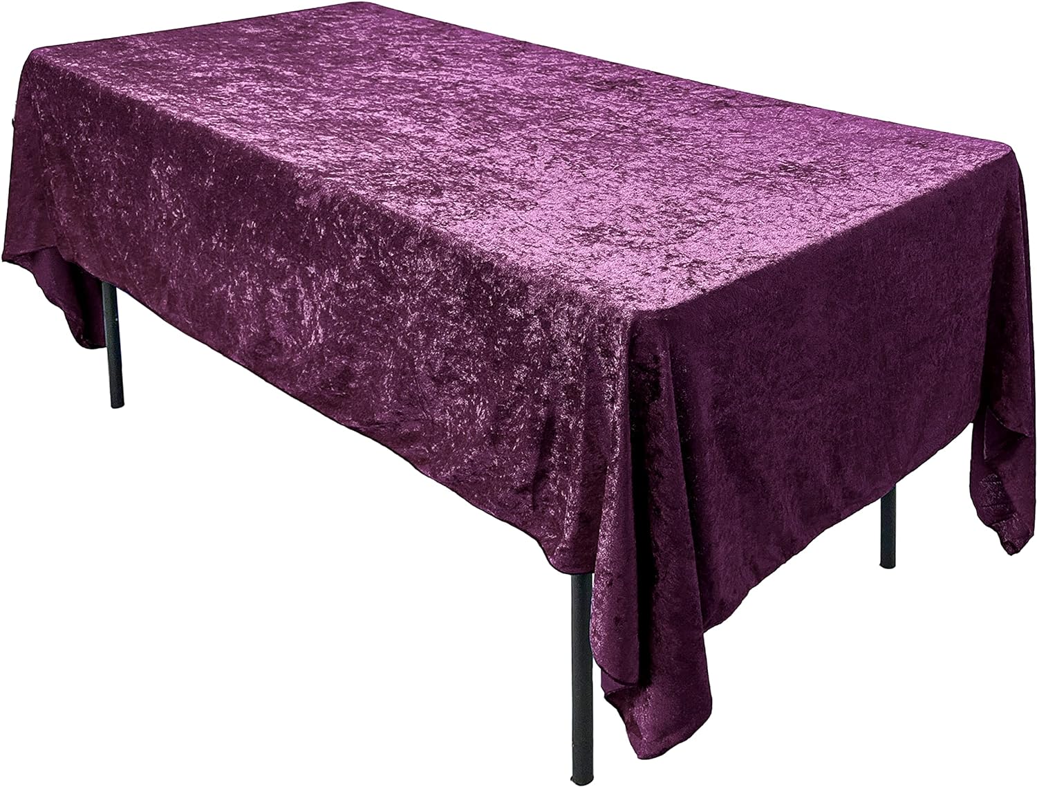AK TRADING CO. Lush Panne Velvet Tablecloth - 60 x 102 Inch Rectangular Table, Plum