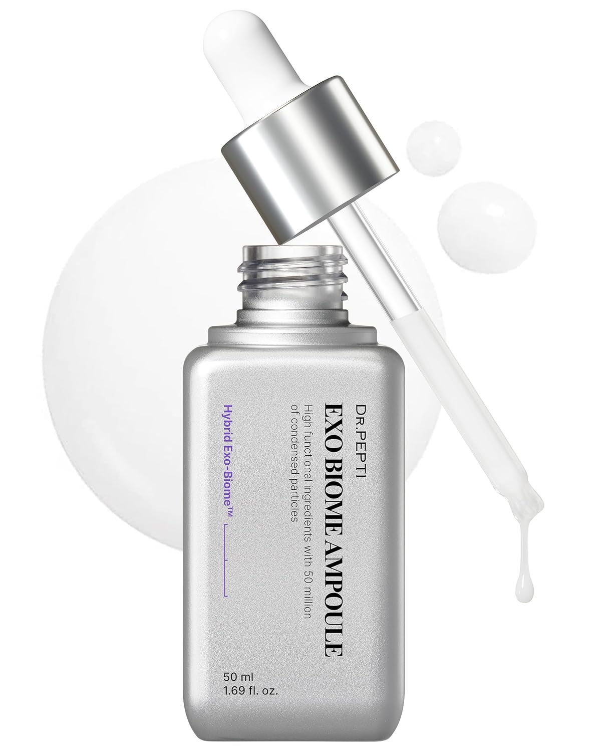 DR.PEPTI Exo Biome Ampoule - Korean Face Serum with Microbiome Fermented Galactomyces Lactobacillus Peptides Niacinamide Firming Elastic Thread Formula for Dull Aging Skin, 1.69 fl.oz.