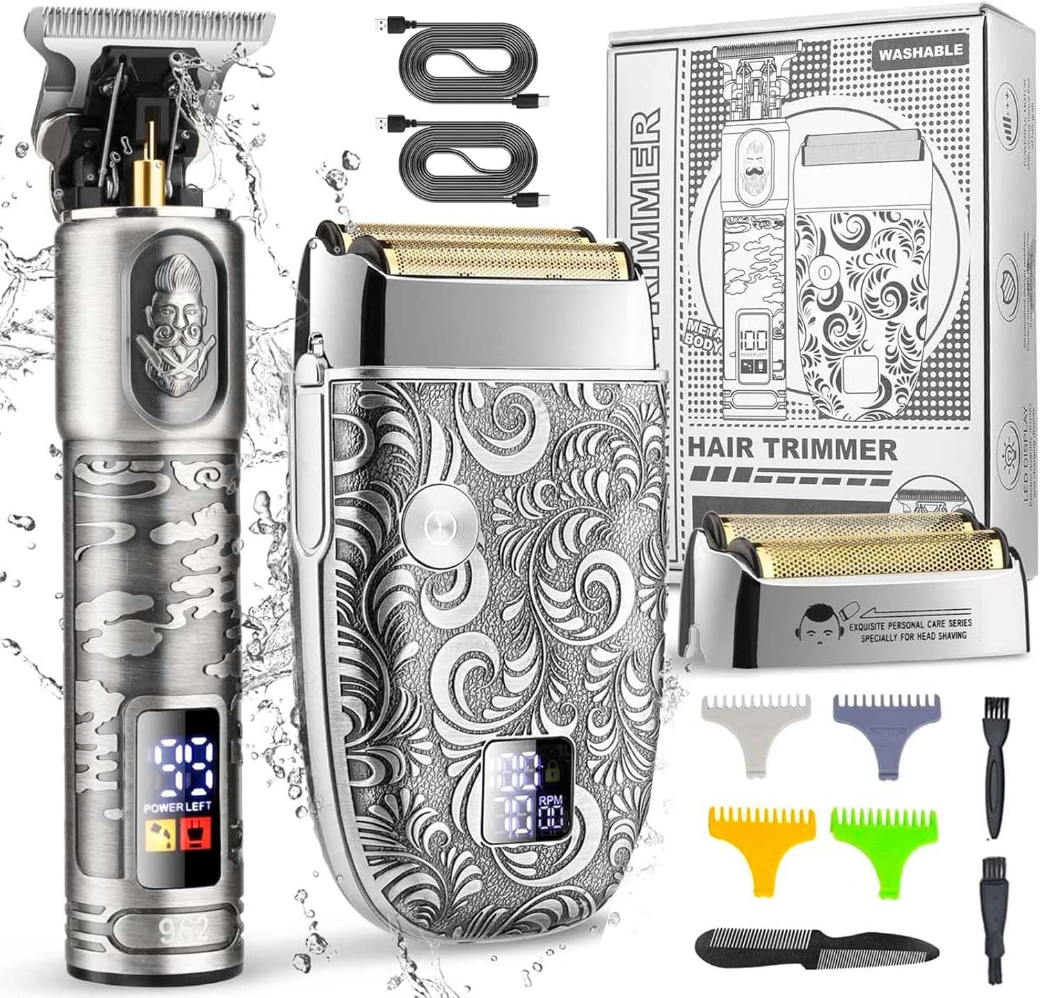 Foil Shavers for Men Electric Razor, Clippers and Trimmer for Men with LED Display, Waterproof