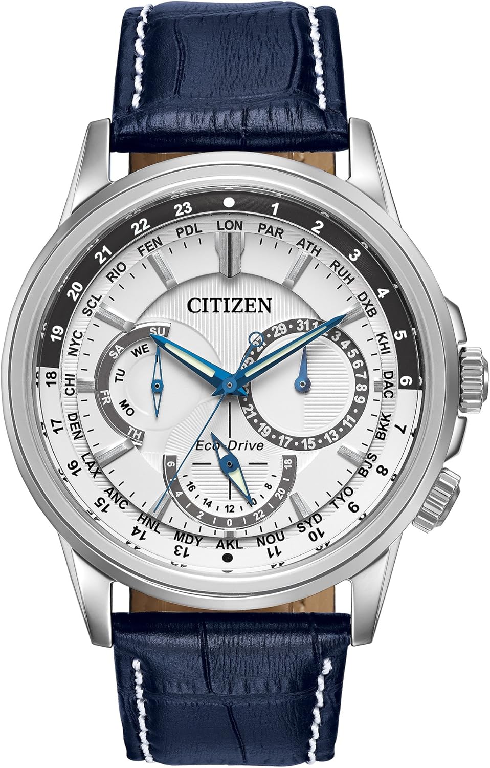 CITIZEN Men's Classic Calendrier Eco-Drive Watch, 12/24 Hour Time, 3-Hand Day and Date, Anti-Reflective Mineral Crystal, Luminous Hands