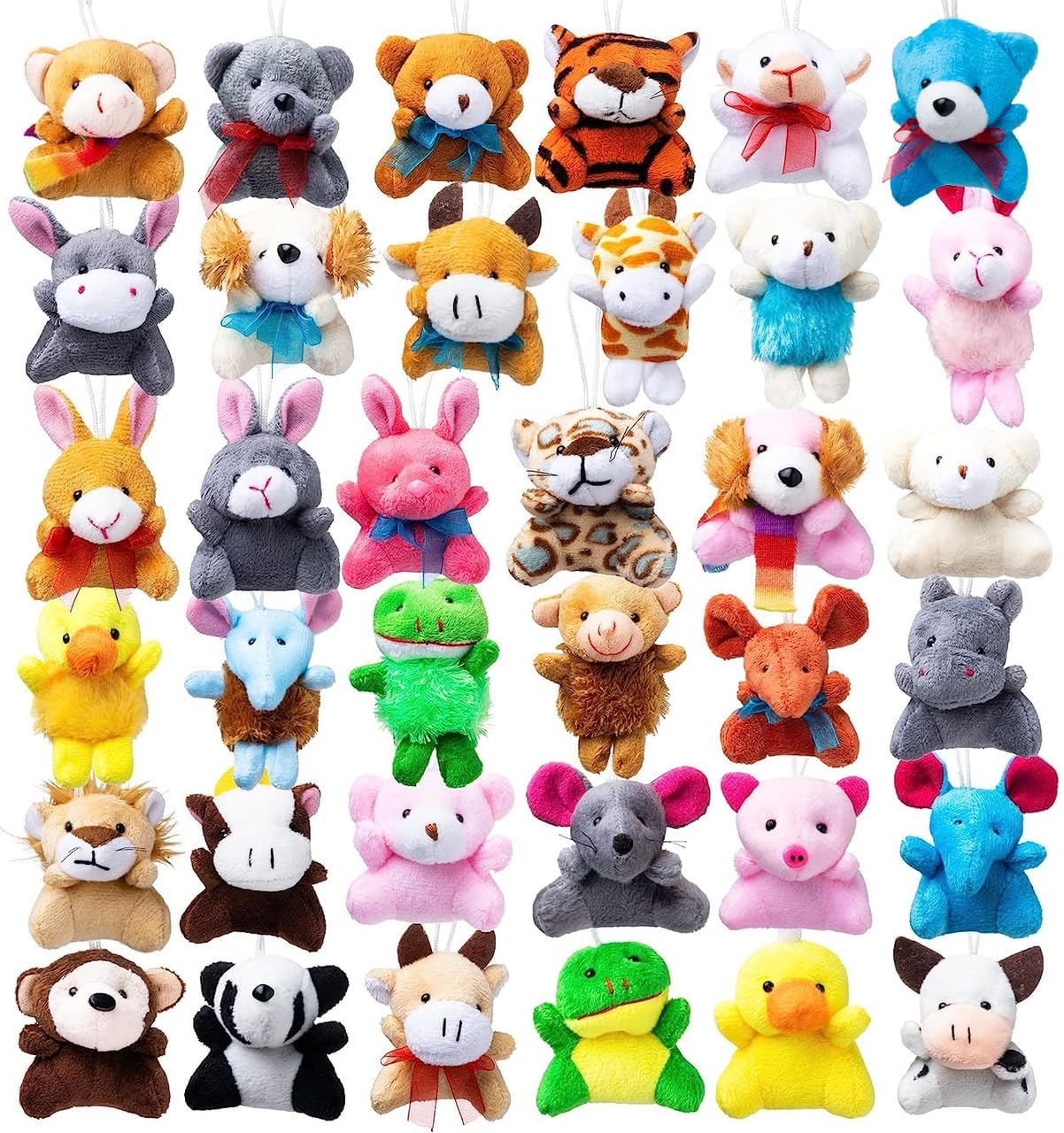 JOYIN 36 Pack Mini Animal Plush Toy Assortment (36 Units 3" Each),Bulk Stuffed Animals Party Favors for Kids, Small Animals Plush Keychain Decoration, Carnival Prizes, Valentine's Day Party Favors