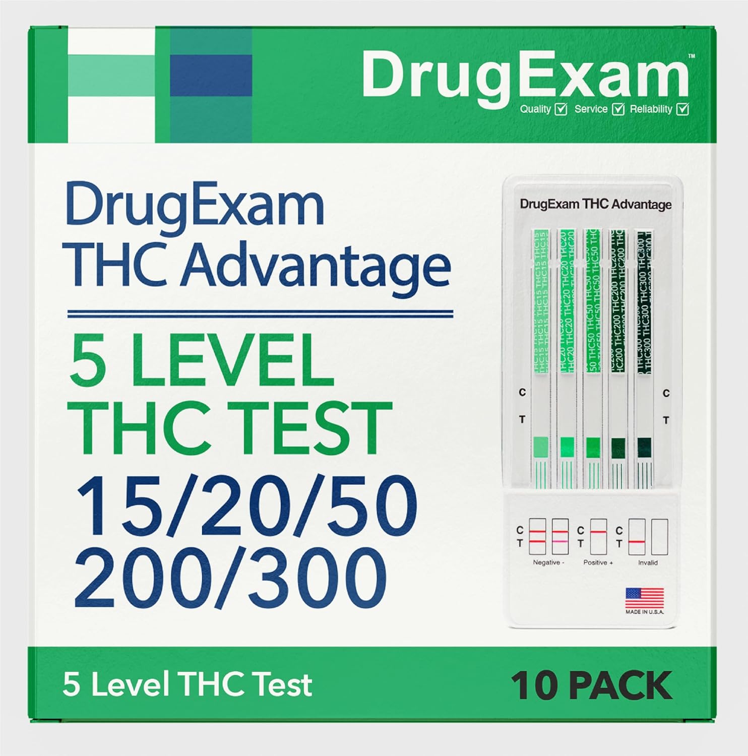 10 - DrugExam Multi Drug Screen Test. Testing for THC/Marijuana in Urine. Detailed Instrustions Included.