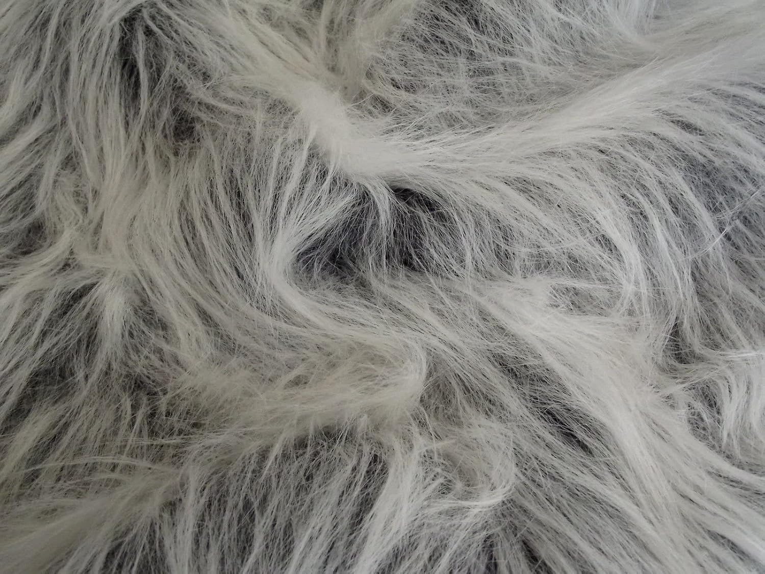 Long Pile Fun Faux Fur Fabric Material - Black Frost, 1Mtr - 150cmx100cm