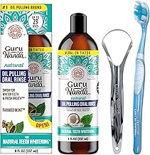 GuruNanda Coconut Oil Pulling, Fresh Breath & Whitening Mouthwash, 7 Essential Oils & Vitamins for Healthy Teeth & Gums, Alcohol-Free, 8 oz