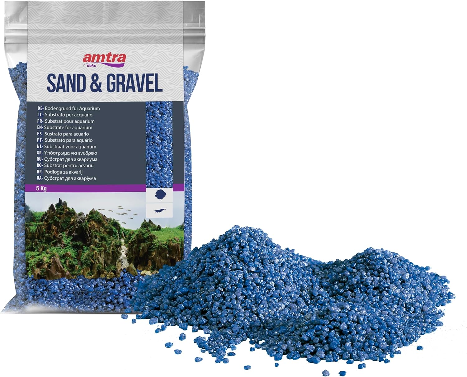 Amtra Blue Ceramized Quartz - Fine Quartz Aquarium Sand for Freshwater or Saltwater 2-3mm Grit 5kg Quantity