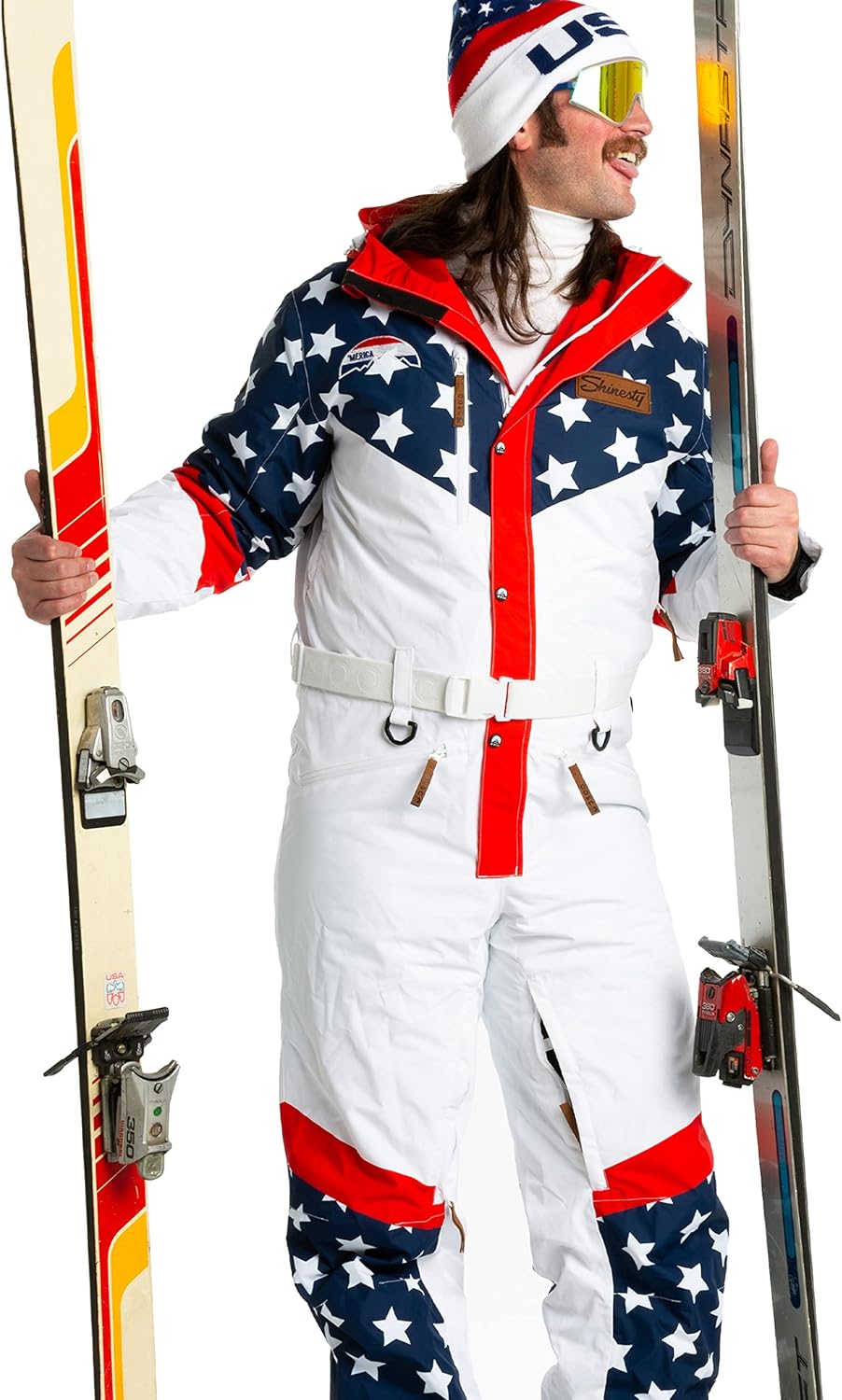 Shinesty's Retro Ski Suit Men | Insulated & Waterproof One Piece Snow Suit for Men