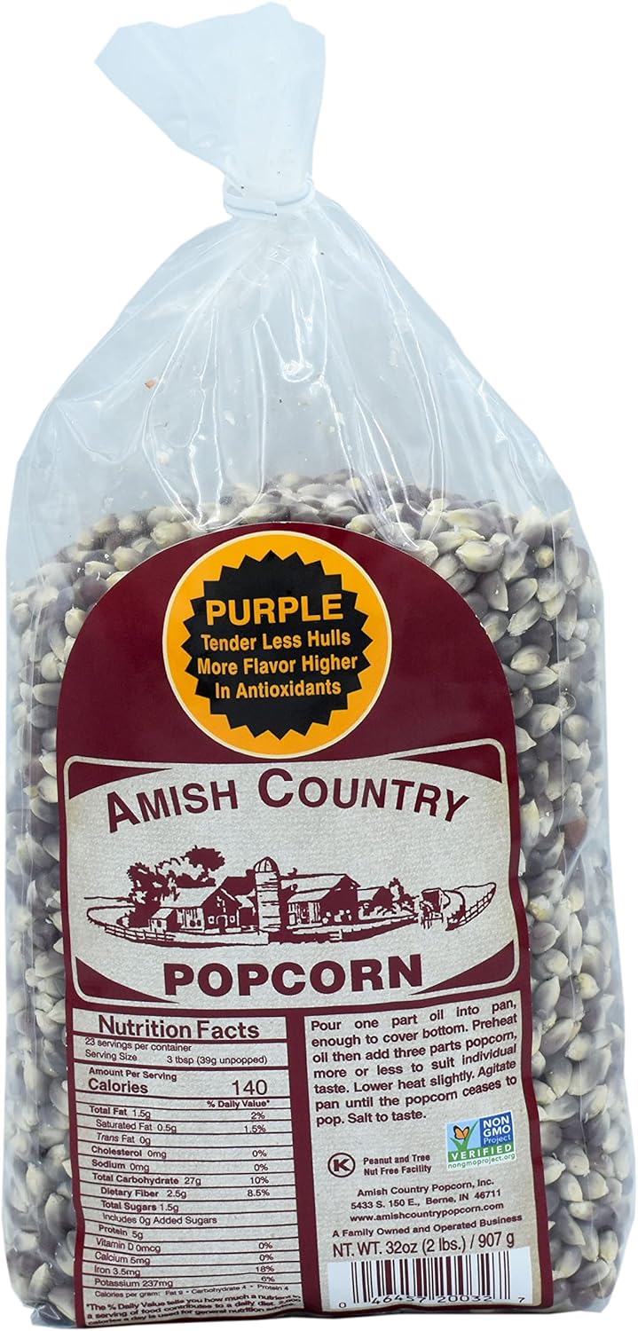 Amish Country Popcorn | 2 lbs Bag | Purple Popcorn Kernels | Old Fashioned, Non-GMO and Gluten Free (Purple - 2 lbs Bag)