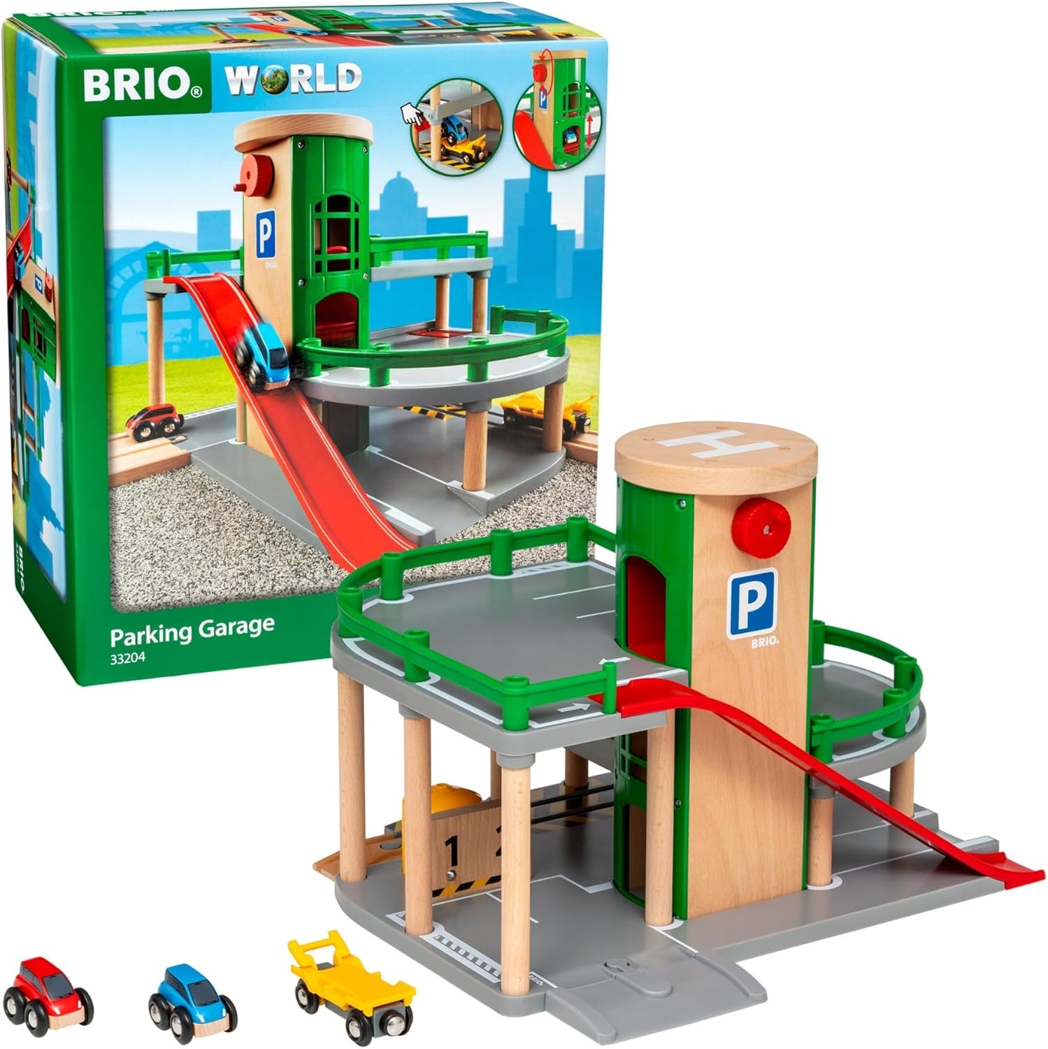 BRIO 33204 Parking Garage for Kids Age 3 Years Up - Compatible with all BRIO Railway Train Sets & Accessories, Multicoloured