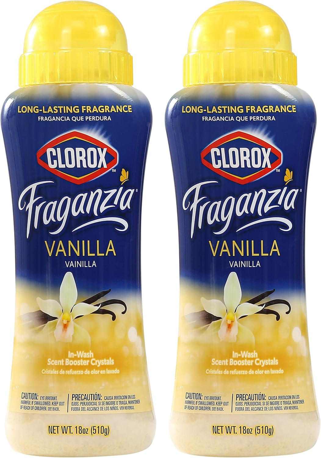 Clorox Fraganzia In-Wash Scent Booster Crystals in Vanilla Scent, 18oz Twin Pack | Laundry for Fresh 36 Ounces Total, (BB22118)