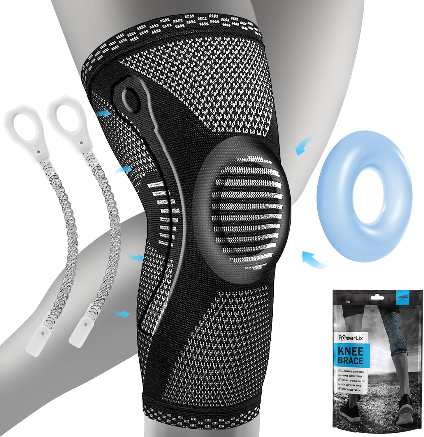 POWERLIX Knee Brace with Support and Pad for Pain Relief, Medical Knee Support, Compression Knee Sleeve for for Men & Women Knee Support for Running, Basketball, Volleyball