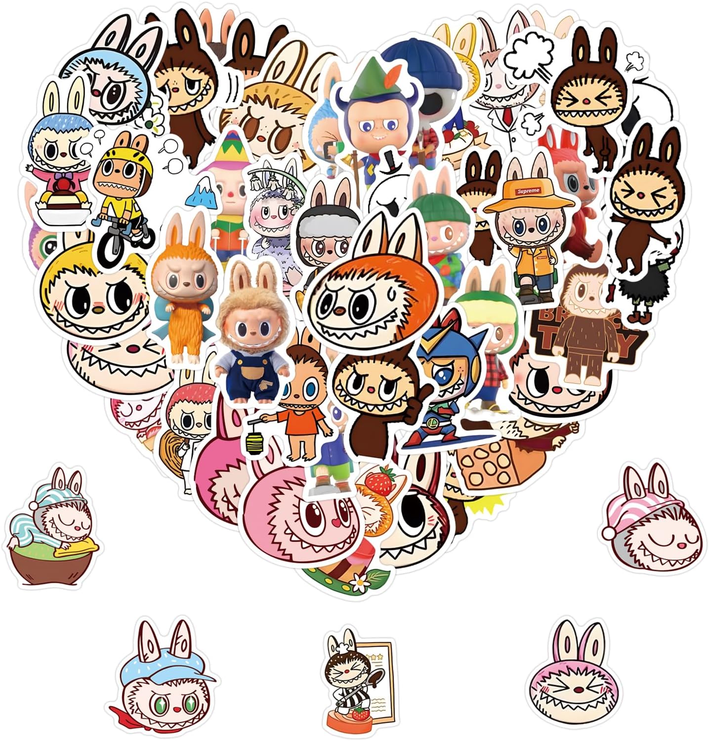 55pcs Labubu Cartoon Stickers for Kids,Cute Cartoon Stickers for Party Gifts,Waterproof Vinyl Sticker for Water Bottle,Laptop,Phone Case,Skateboard,Bicycle
