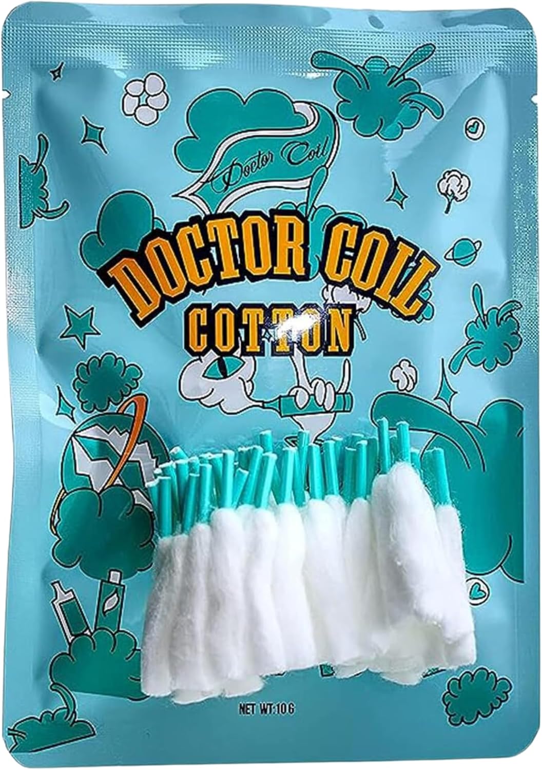 ADVKEN Doctor Coil Preloaded Cotton [50pcs] - 100% natural 129A organic cotton, Fast Wick, High Absorbing Capacity, No Nicotine