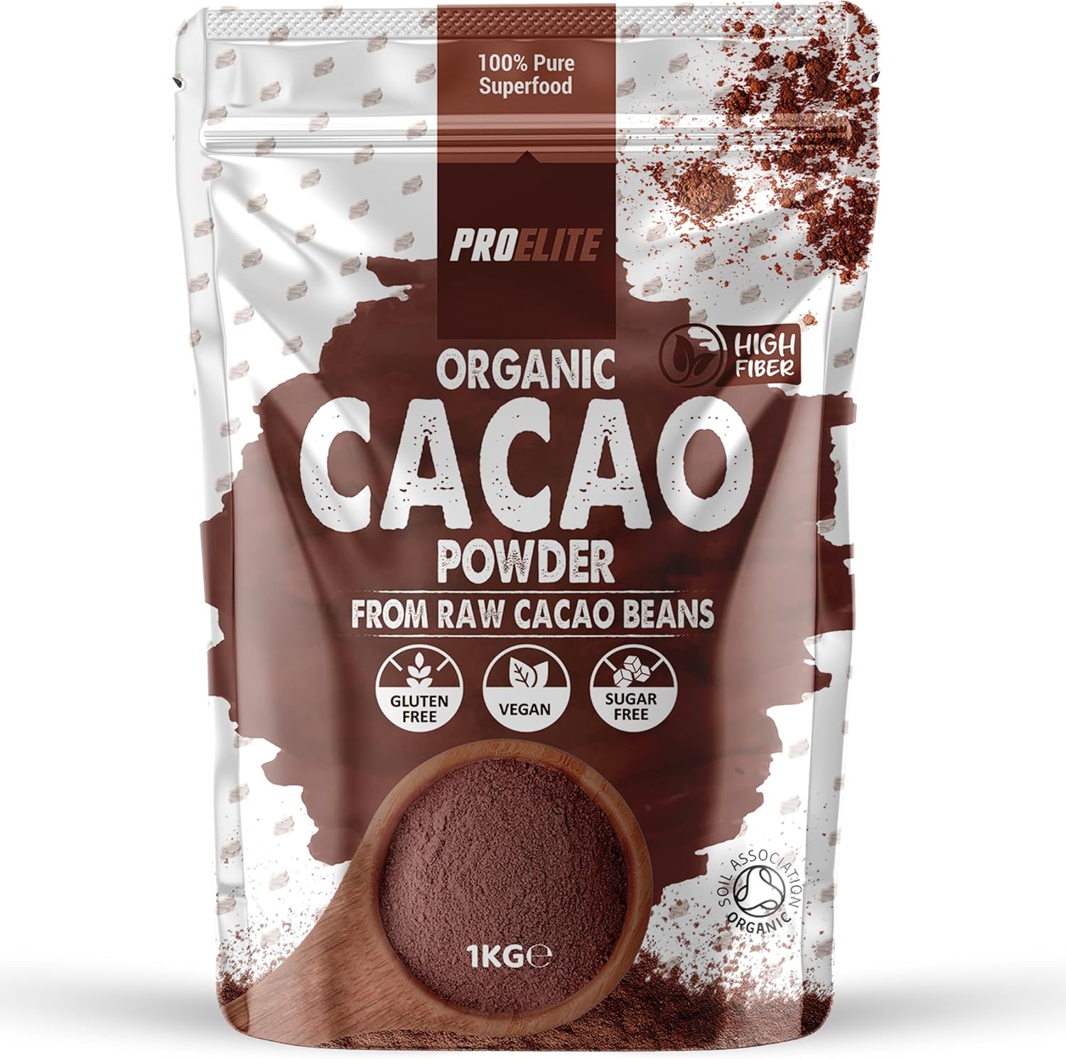Organic Cacao Powder Vegan Peruvian Unsweetened Natural and Pure from Raw Cacao Beans from Theobroma Plant Suitable for Baking Hot Chocolate by PROELITE (1000g)