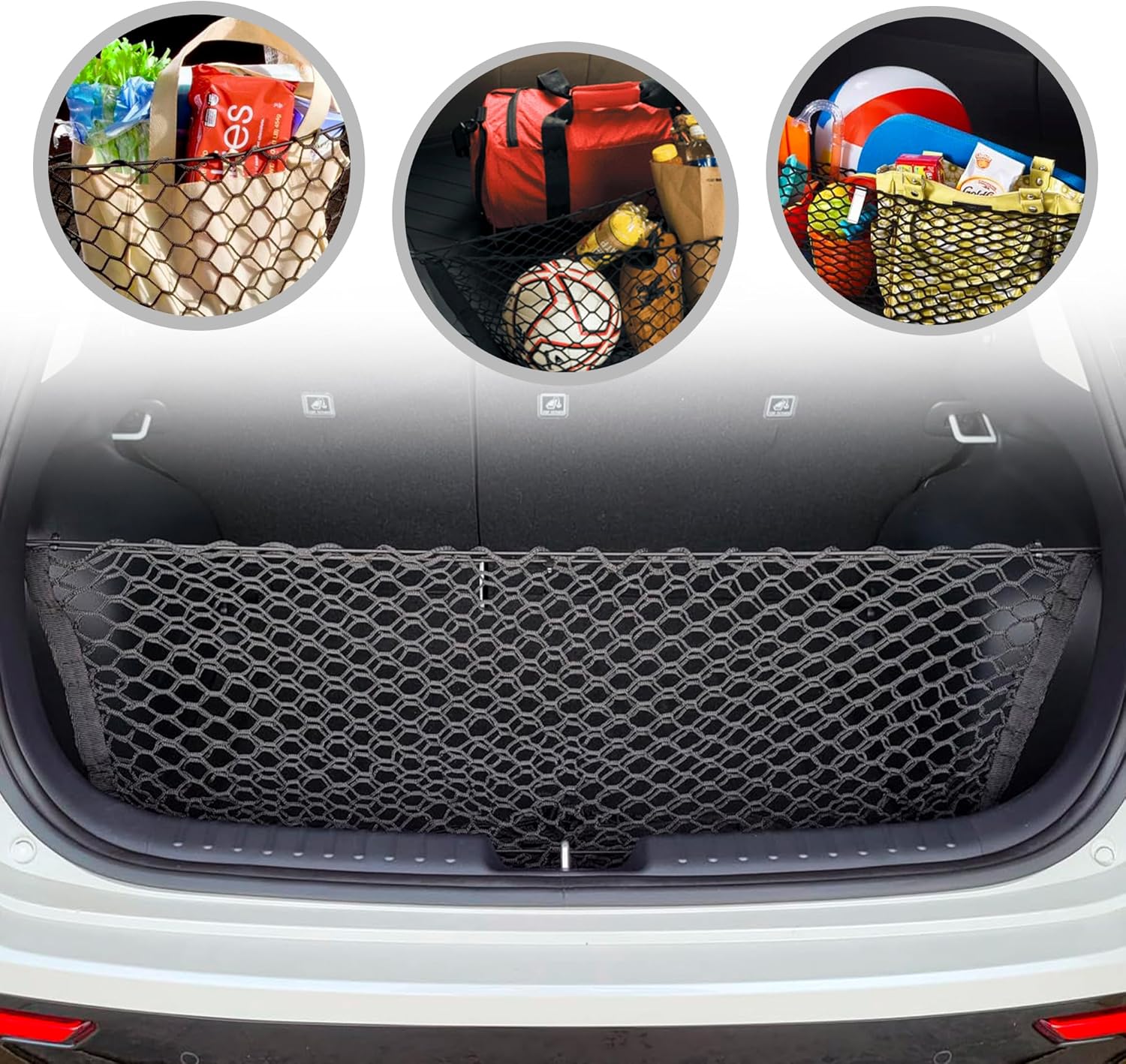 Envelope Style Automotive Elastic Trunk Mesh Cargo Net for Kia NIRO 2023-2025 - Premium Trunk Organizer and Storage - Luggage Net for Crossover - Best Car Organizer for Kia NIRO EV