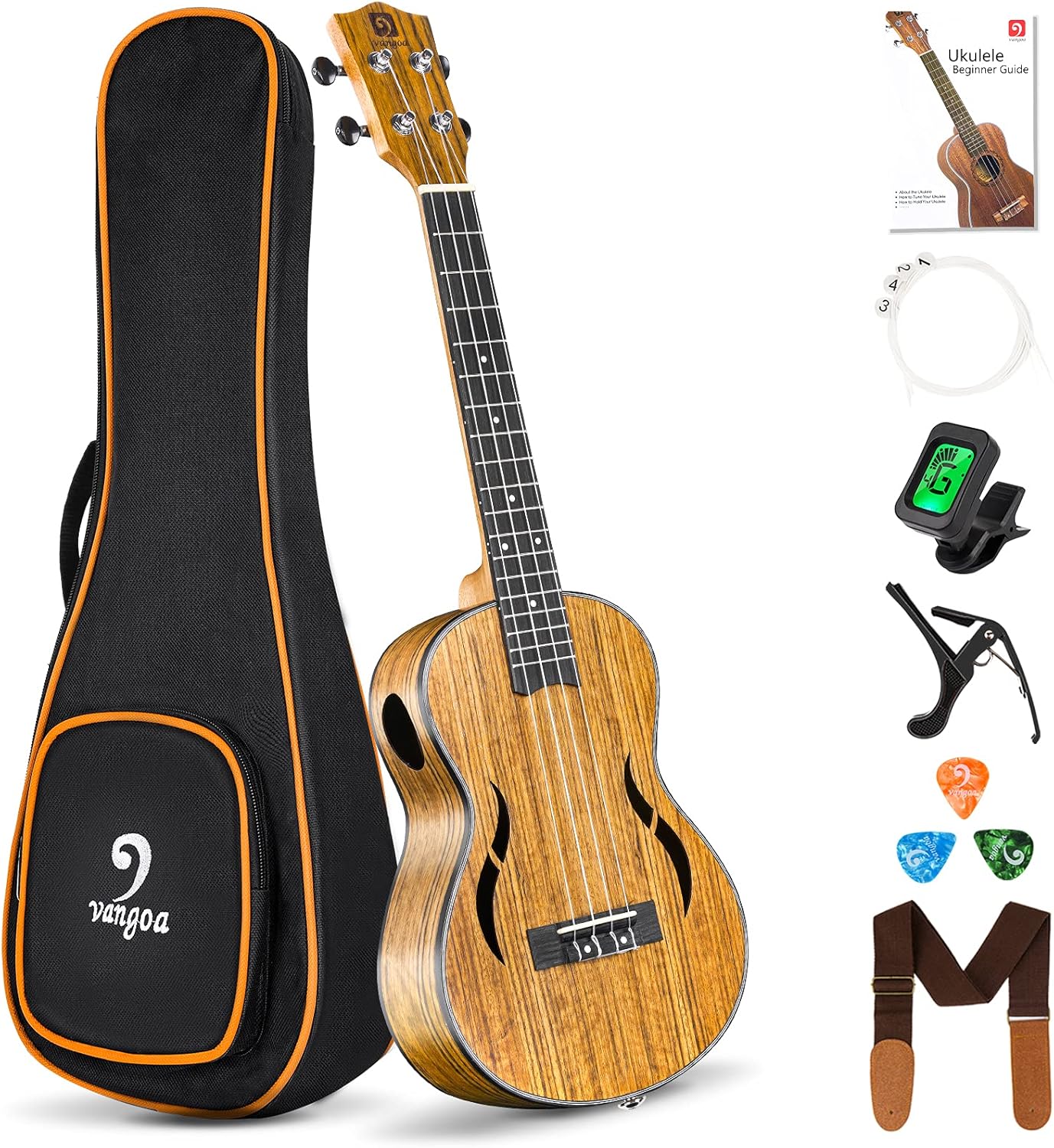Vangoa Tenor Ukulele 26 Inches Walnut Wood Hawaii Acoustic Ukuleles Beginner Set with Gig Bag