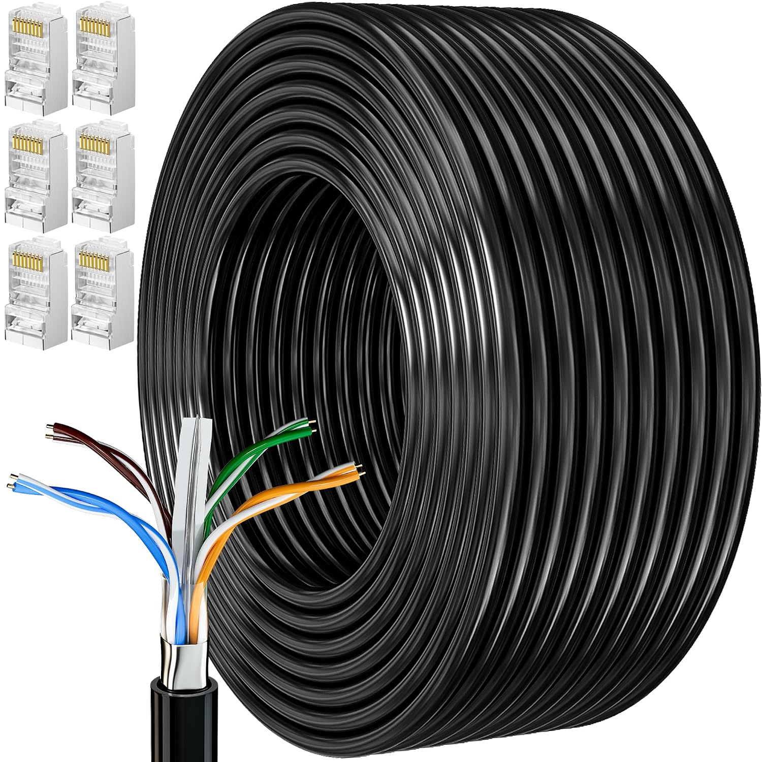 MEIPEK Ethernet Cable 30m, Cat 6 External Bulk Internet Cable 30 Meters FTP 23AWG Lan Cable Extra Long High Speed Network Cable Shielded Anti-Jamming Weatherproof Rj45 Patch Cable 100ft
