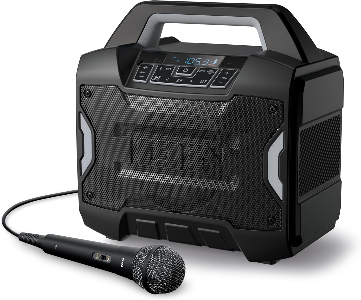 ION Sport Boom - Portable 60W Outdoor Bluetooth Speaker with Microphone, IPX5 Water-Resistant, 15-Hour Battery, FM Radio, USB Port, App