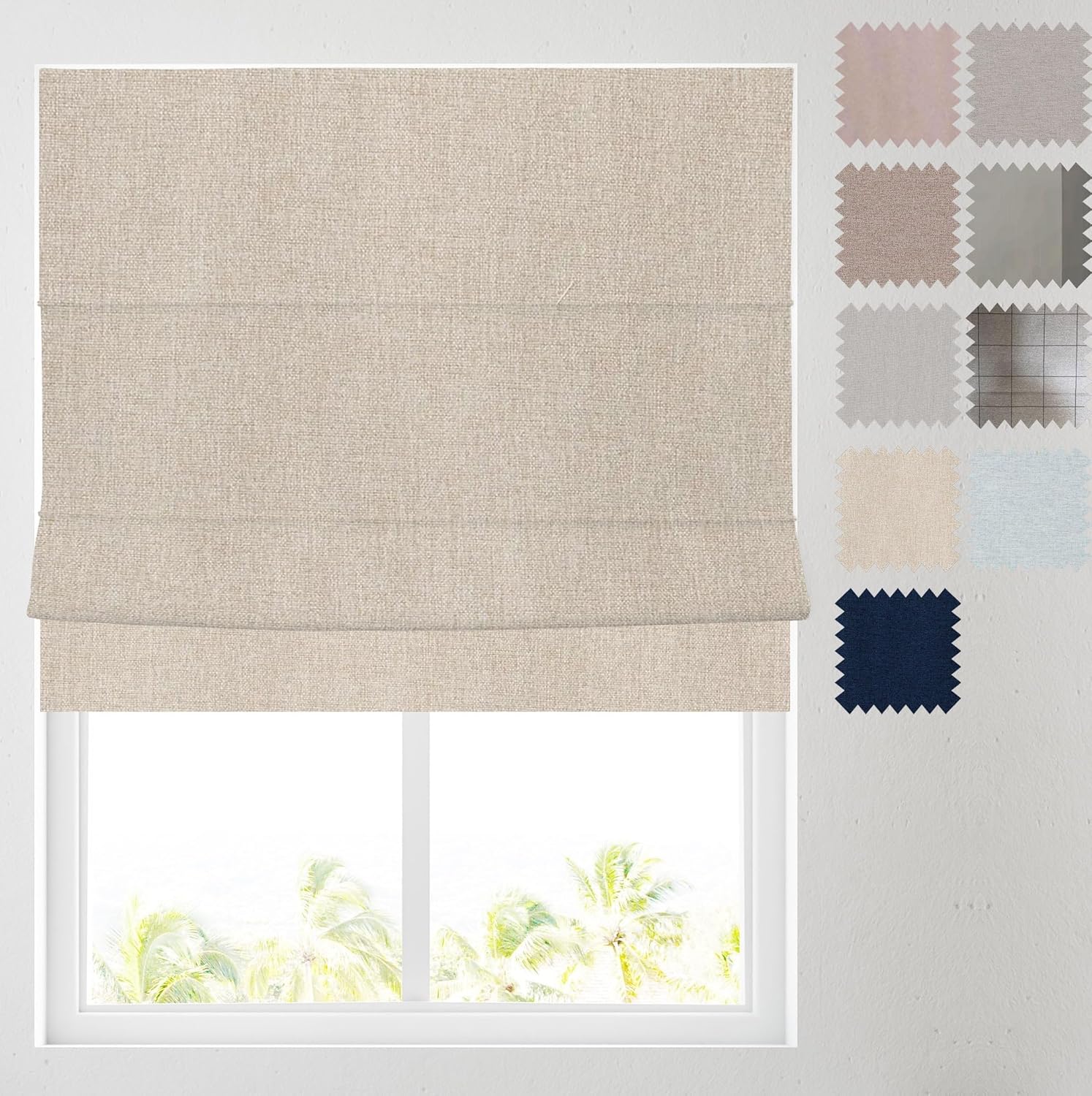Barnes Blinds - Soft Textured Ara Blackout Roman Blinds -Durable Fittings Easy Fit (Natural 183cm)