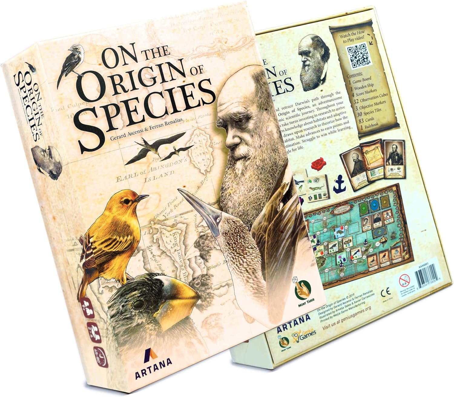 On The Origin of Species | An Evolutionary Research Board Game by Artana Games | Charles Darwin's Trip Through the Galapagos as a Strategic Science Board Game for Kids and Families | Based on the Book