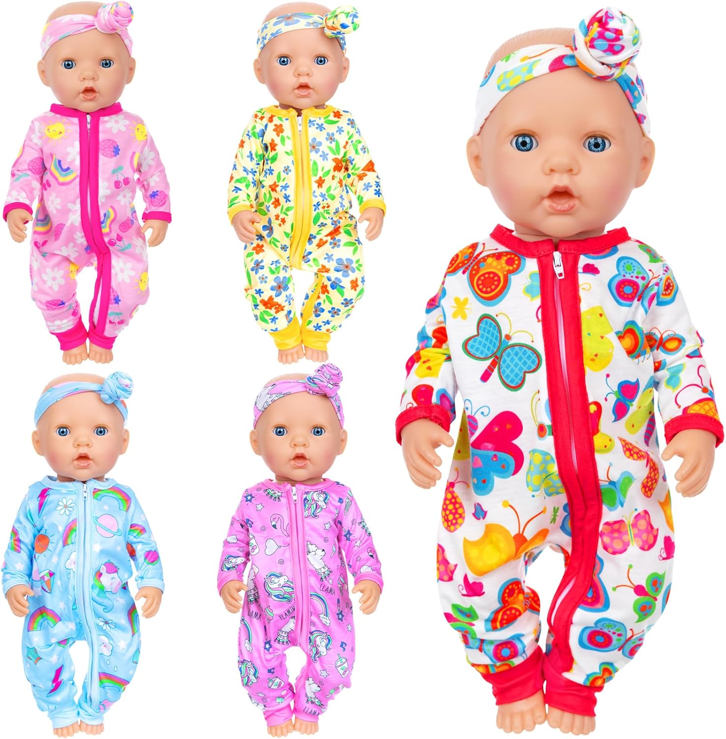 ZITA ELEMENT 5 Sets 14-18 Inch Baby Doll Clothes Outfits Casual Wear for 17 Inch Baby Doll Clothes 10 Pcs Doll Clothes and Accessories for 15 Inch Doll to 18 Inch Doll