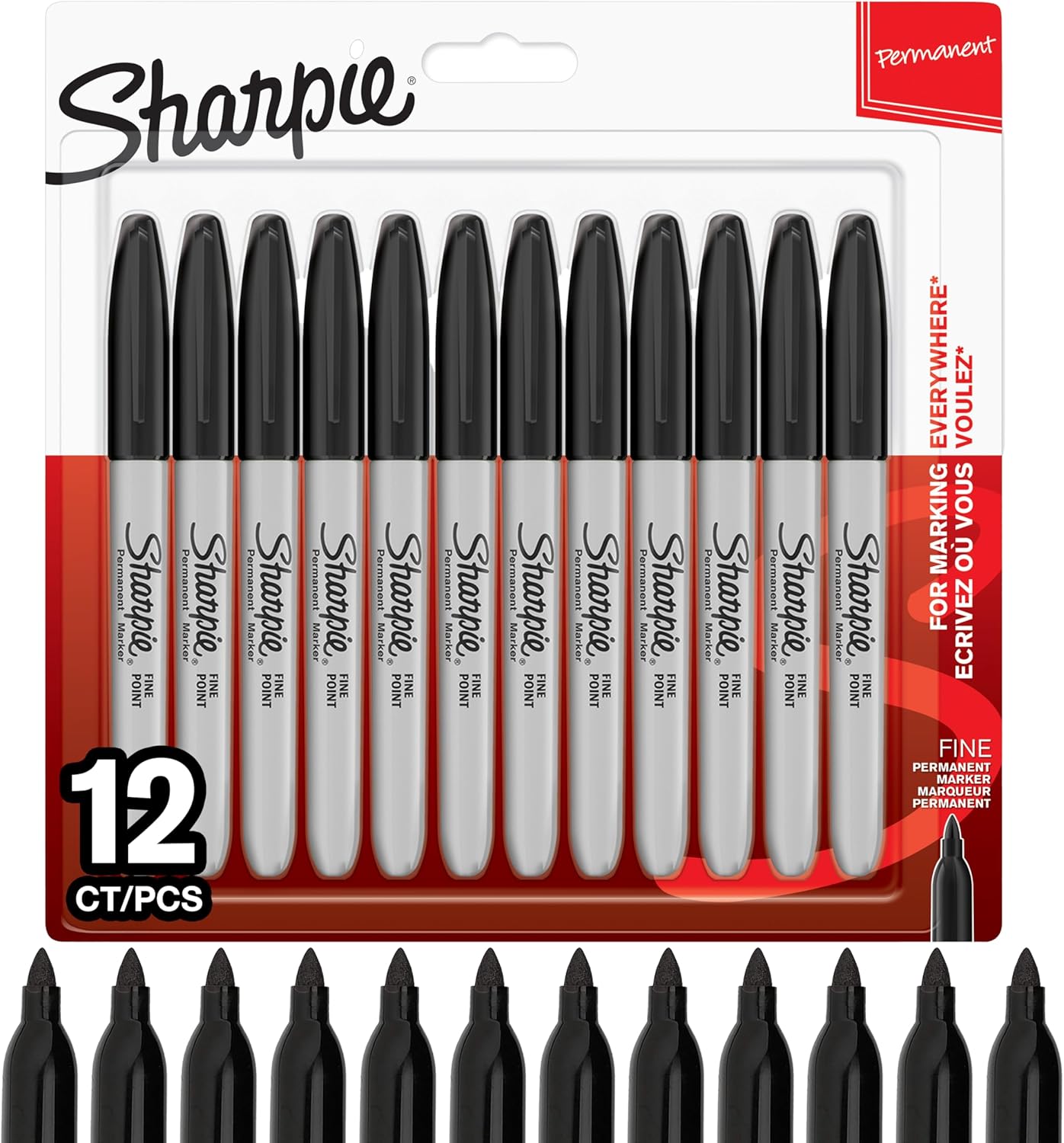 Sharpie Permanent Markers | Fine Point for Bold Details | Black Ink | 12 Marker Pens