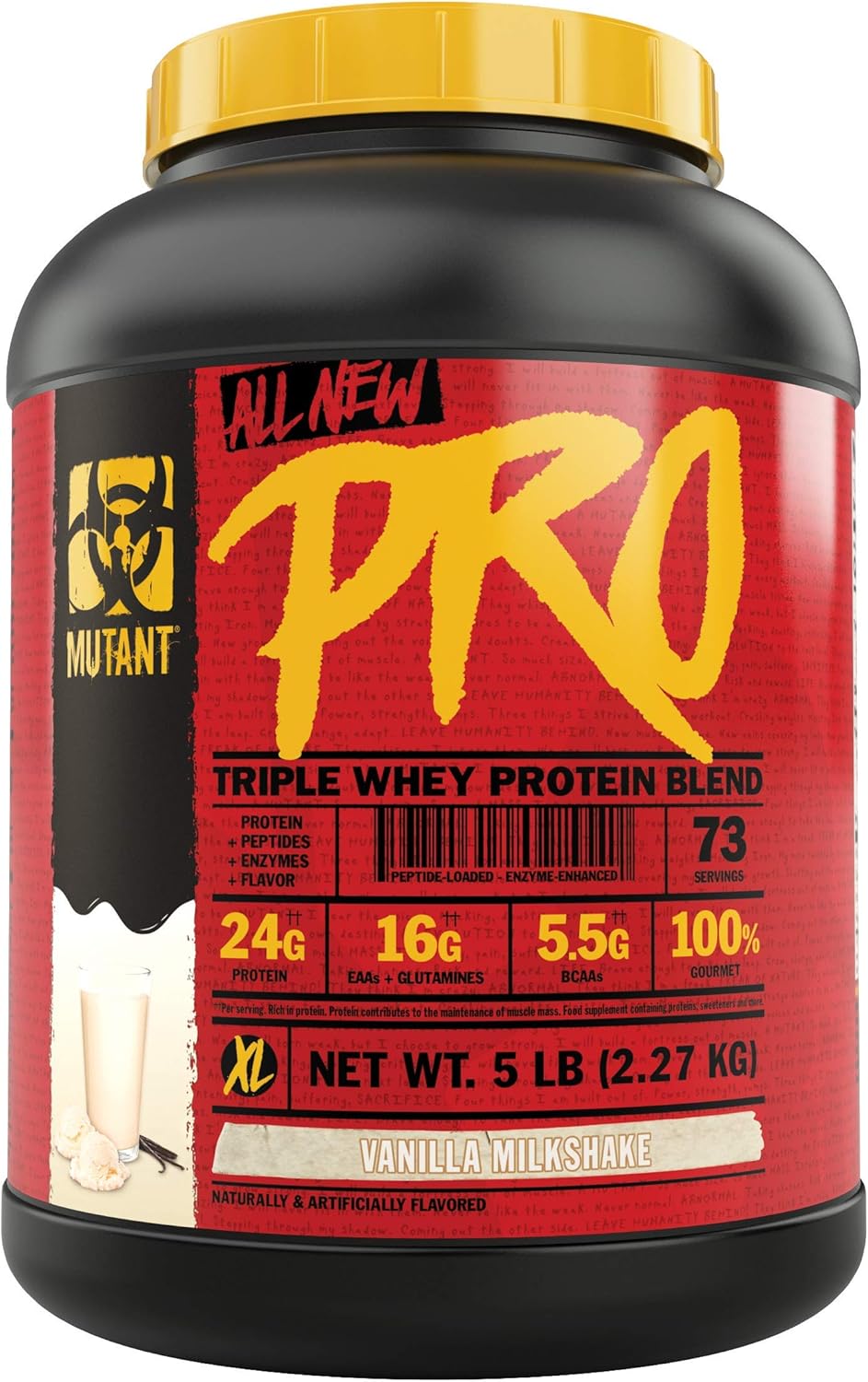 Mutant Pro - Triple Whey Protein Powder Supplement - Time-Released for Enhanced Amino Acid Absorption - Decadent Gourmet Flavors (Vanilla Milkshake, 5 lbs)