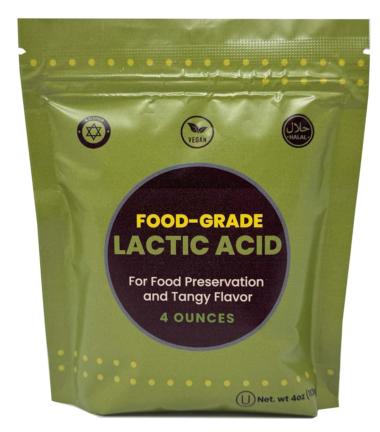 Lactic Acid Food Grade, Vegan Lactic Acid Powder for Vegan Cheese, Food Preservation and Tangy Flavor, Kosher, Halal 4 Ounces