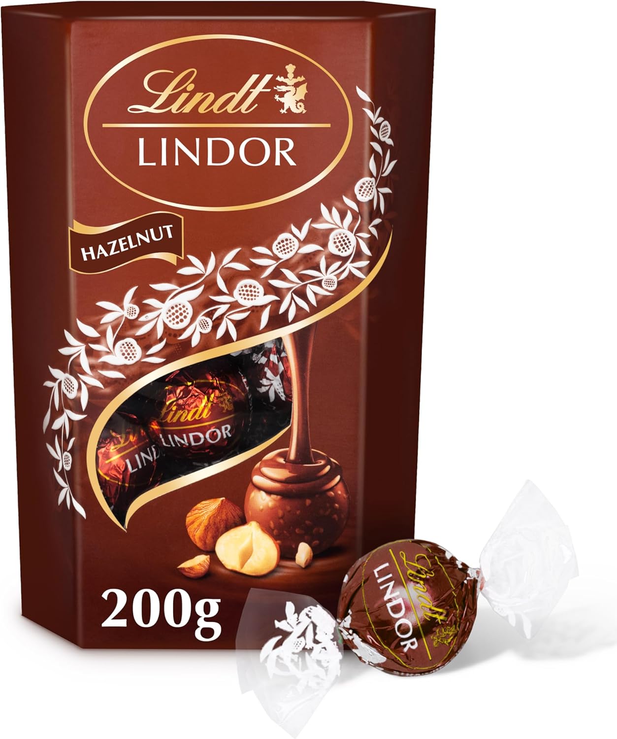 Lindt Lindor Hazelnut Milk Chocolate Truffles Box - Approx 16 balls, 200g - Chocolate Truffles with a Smooth Melting Filling - Gift Present - Easter, Birthday, Celebrations, Congratulations