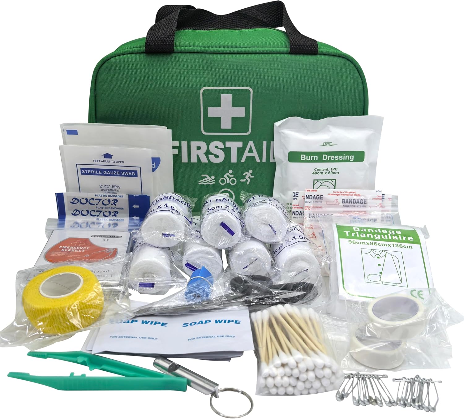 First Aid Kit | 160-Piece Premium Bag | Comprehensive Emergency Medical Supply Kit | Green Colour | First Aid Kit Travel | Medical Kit | Medkit All One |