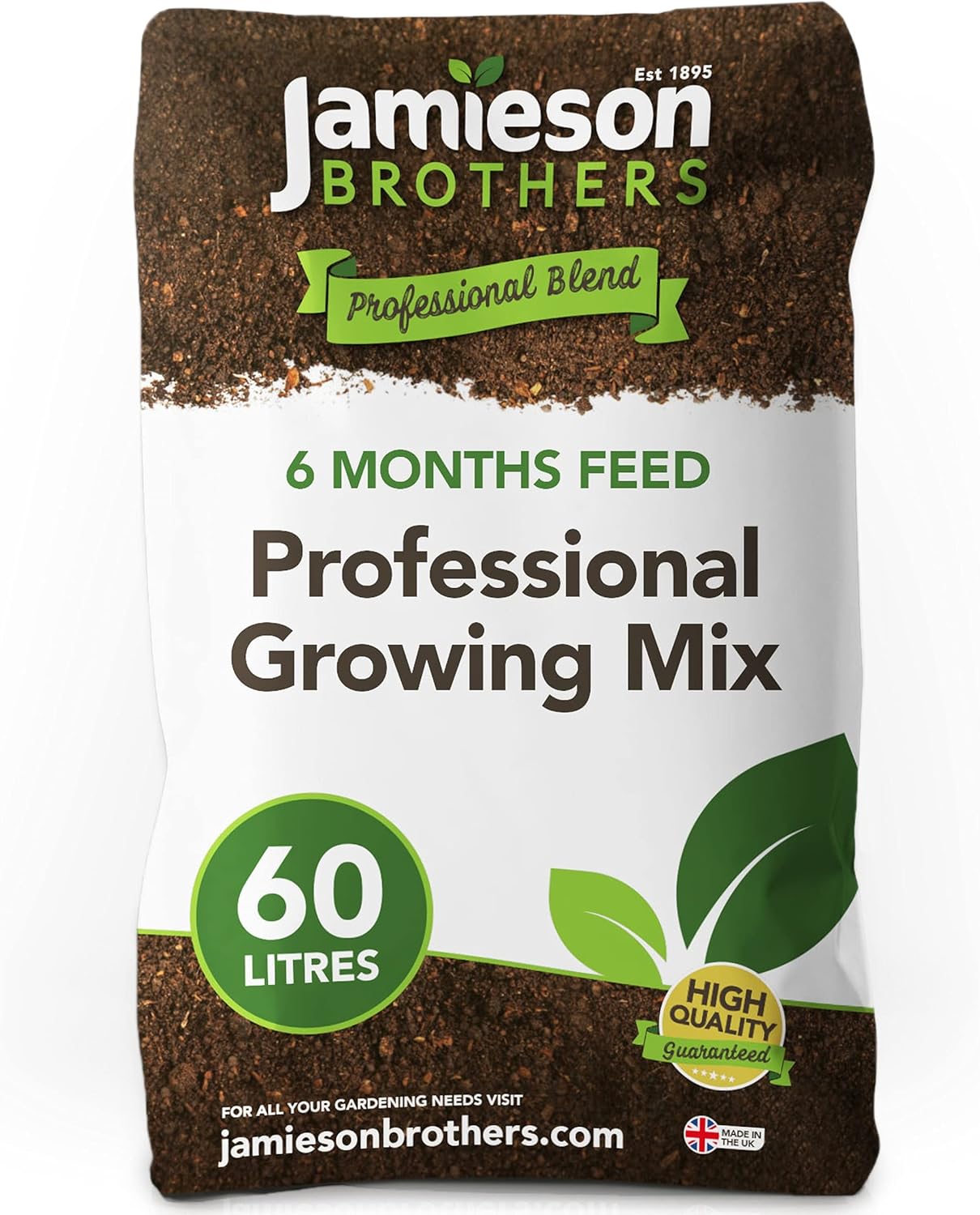 Professional Compost 60L - 6 months feeding NPK 14-16-18 specially designed to maximise yield boost roots and plant growth for indoor and outdoor use - By Jamieson Brothers