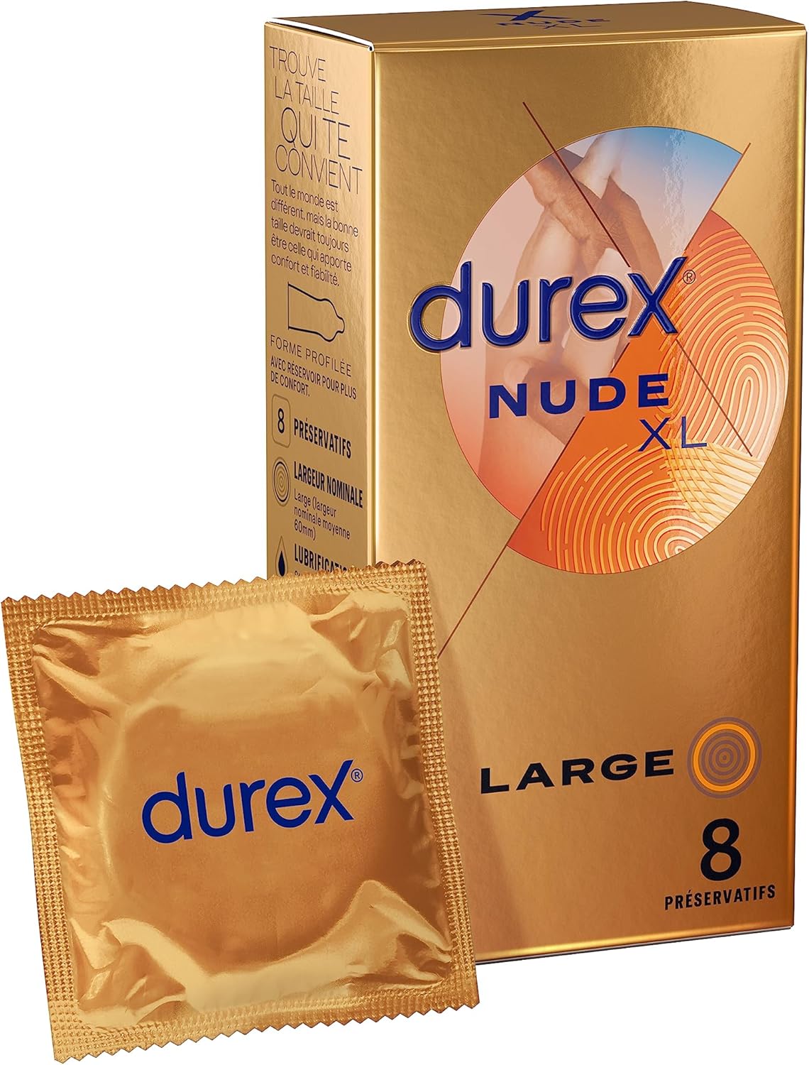Durex Nude XL Extra Thin and Extra Large Condoms - 8 Condoms